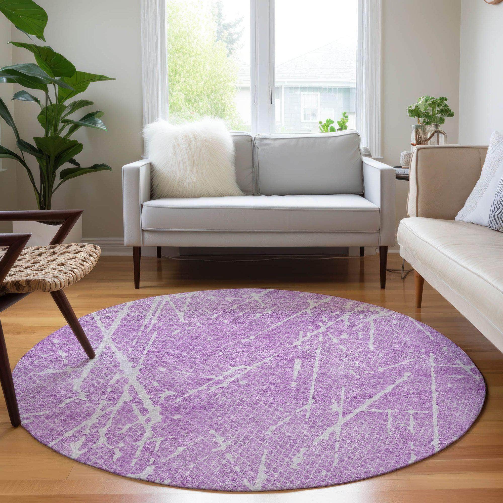 Machine Made ACN628 Lilac Purple Rugs