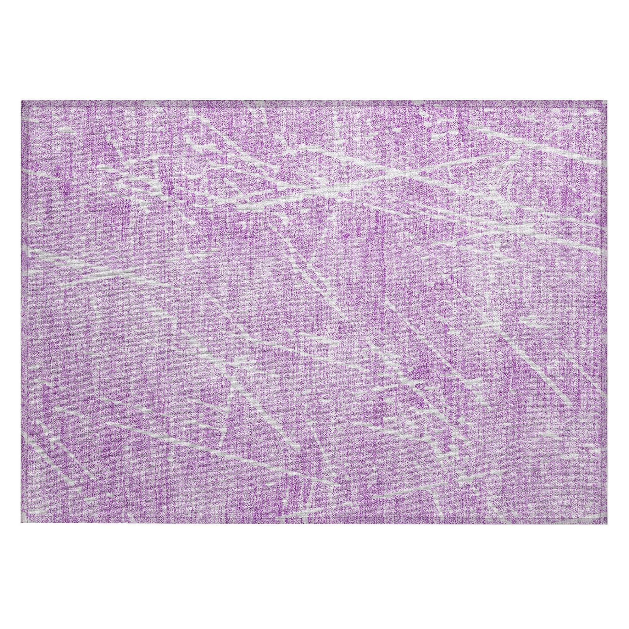 Machine Washable Lilac Purple Rug - Indoor / Outdoor - Kids / Pet Friendly Lines Print Rug