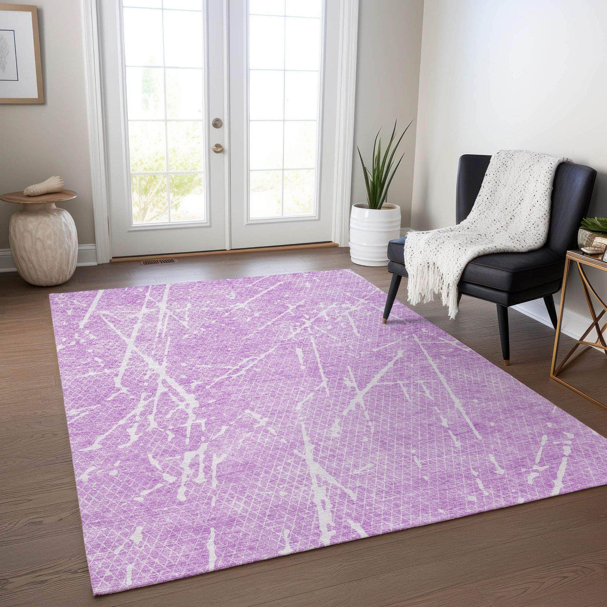 Machine Made ACN628 Lilac Purple Rugs