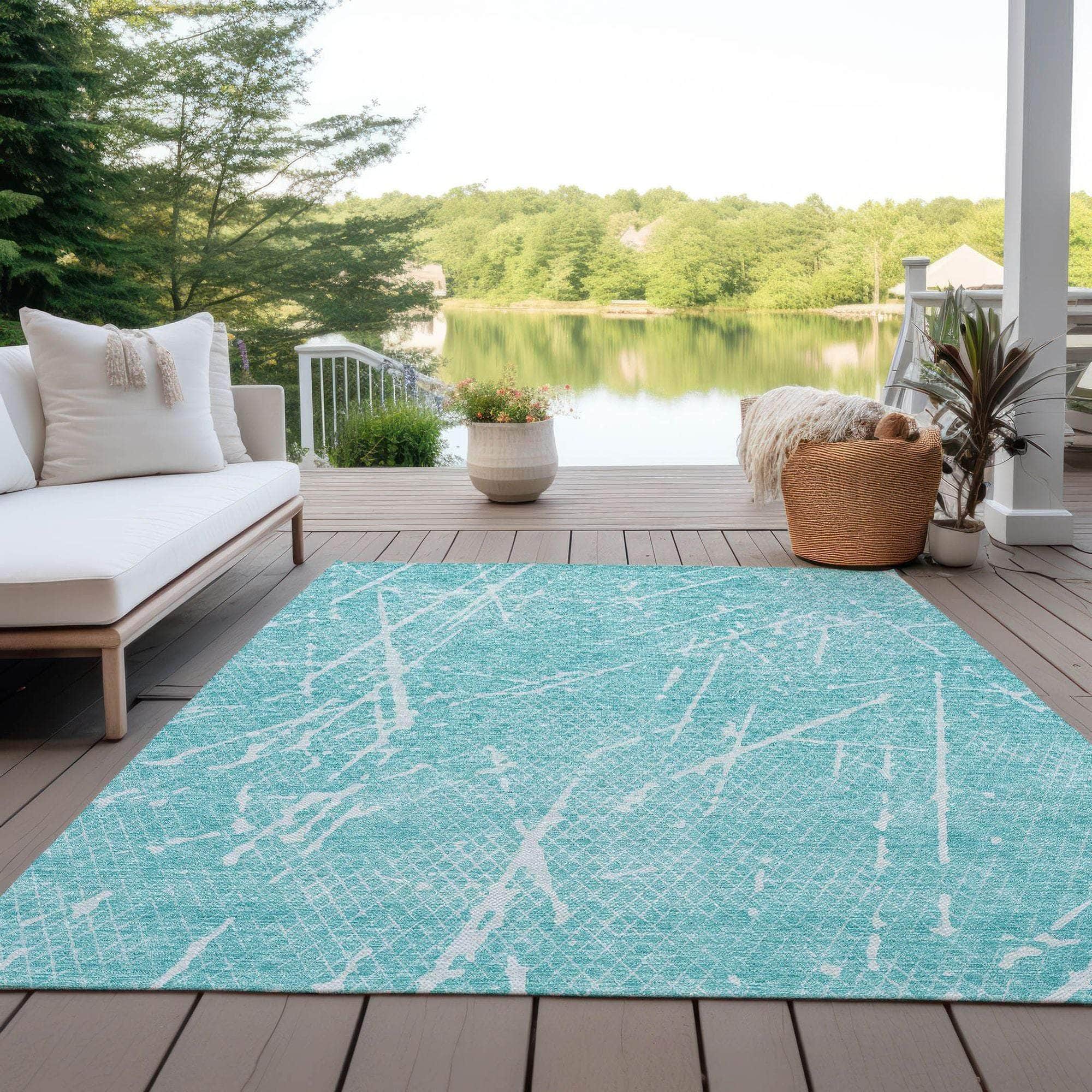 Machine Made ACN628 Teal Rugs
