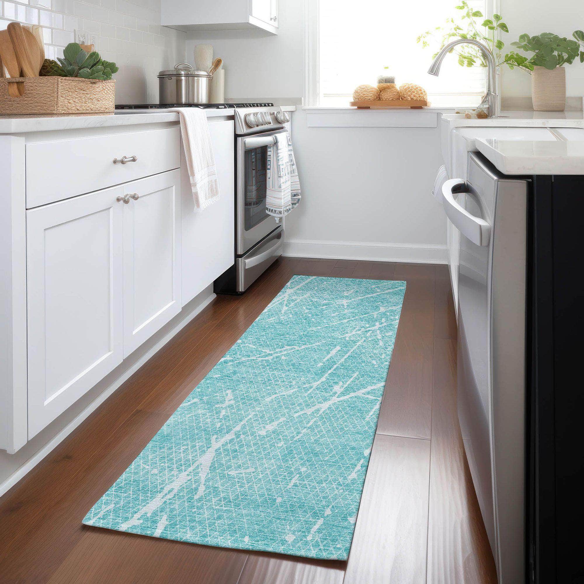 Machine Made ACN628 Teal Rugs