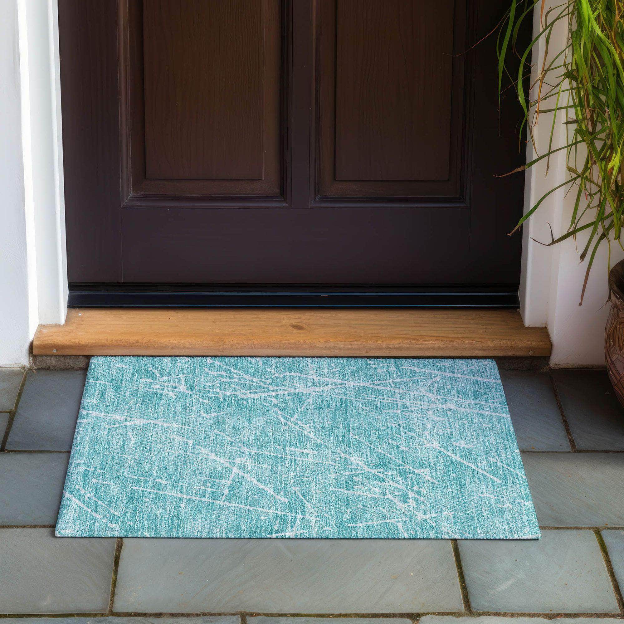 Machine Made ACN628 Teal Rugs
