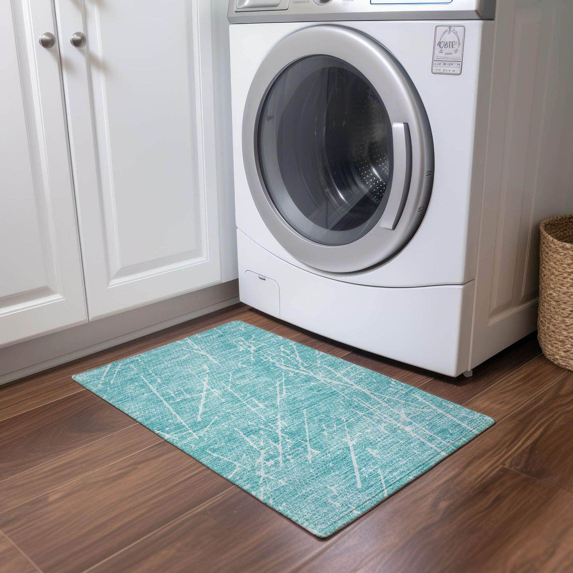 Machine Made ACN628 Teal Rugs