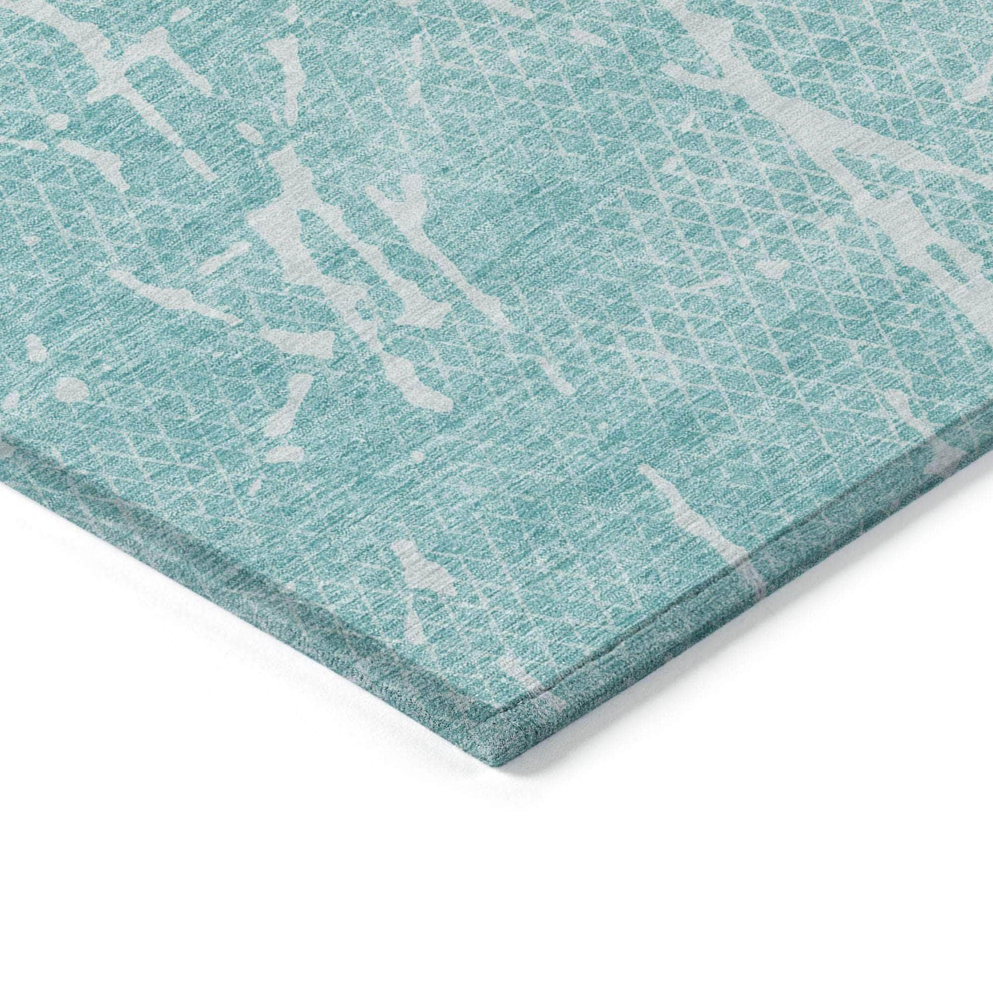 Machine Made ACN628 Teal Rugs