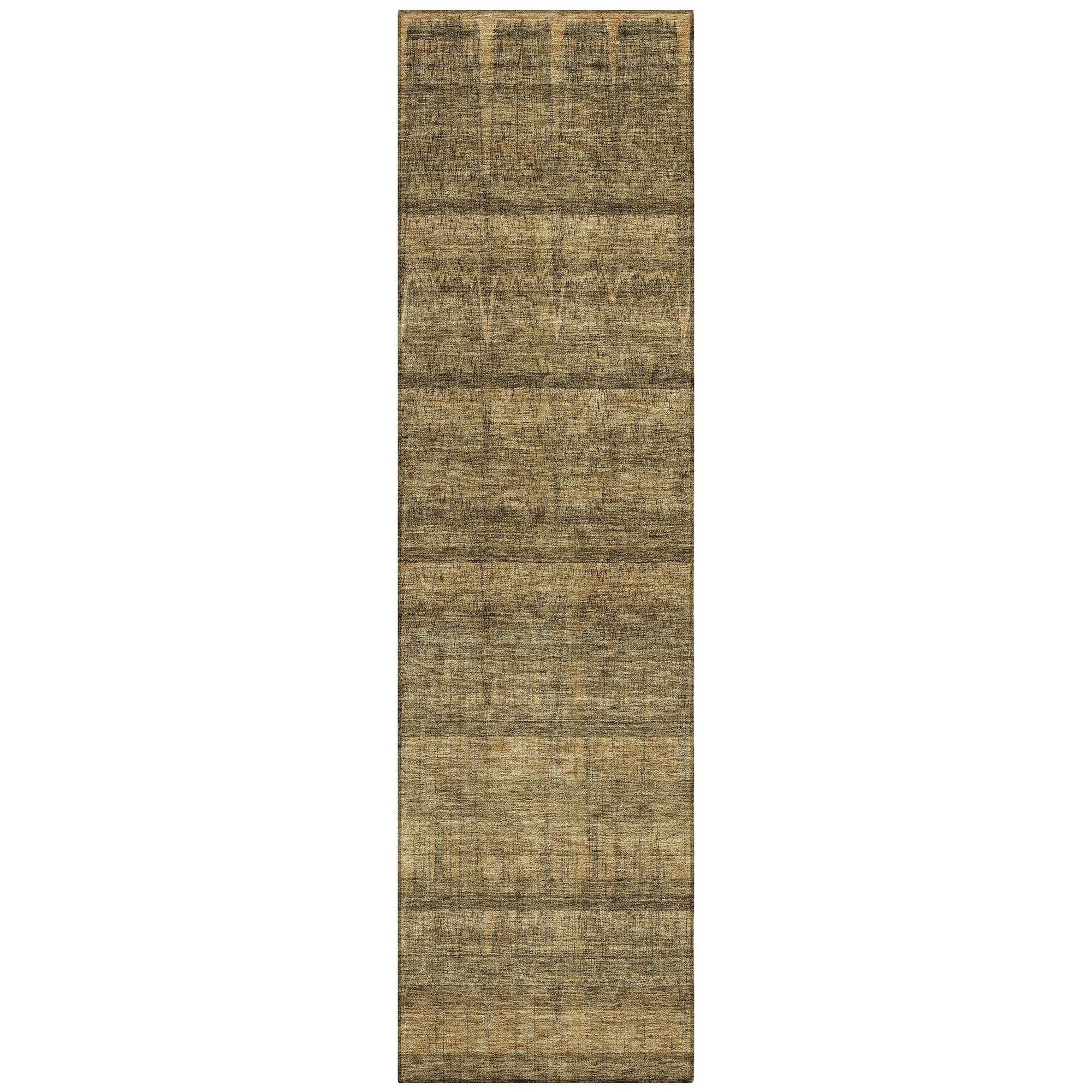 Machine Washable Brown Rug - Indoor / Outdoor - Kids / Pet Friendly Stripes Print Rug