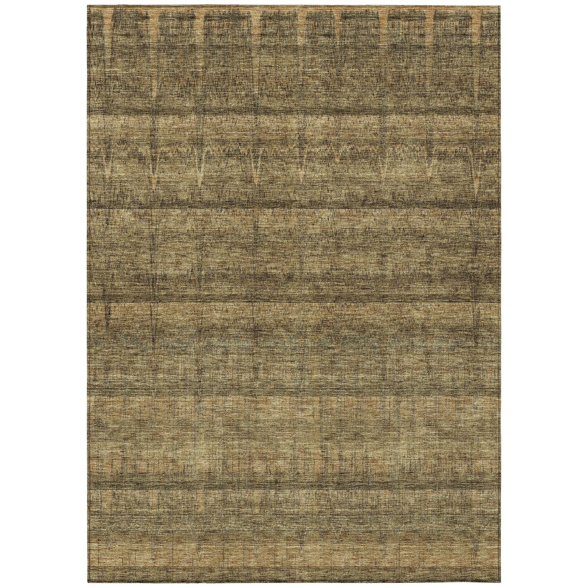 Machine Washable Brown Rug - Indoor / Outdoor - Kids / Pet Friendly Stripes Print Rug