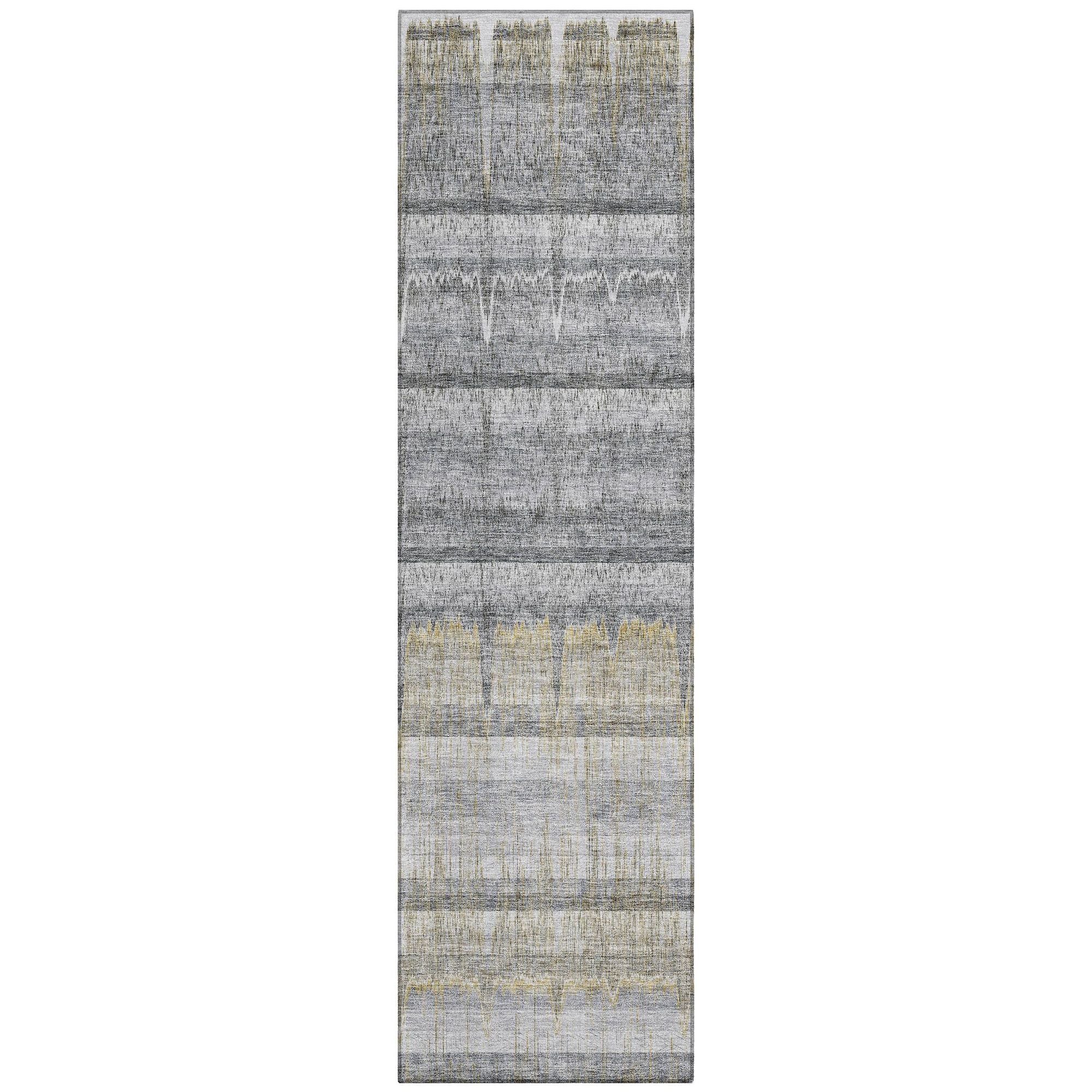 Machine Washable Gray Rug - Indoor / Outdoor - Kids / Pet Friendly Stripes Print Rug
