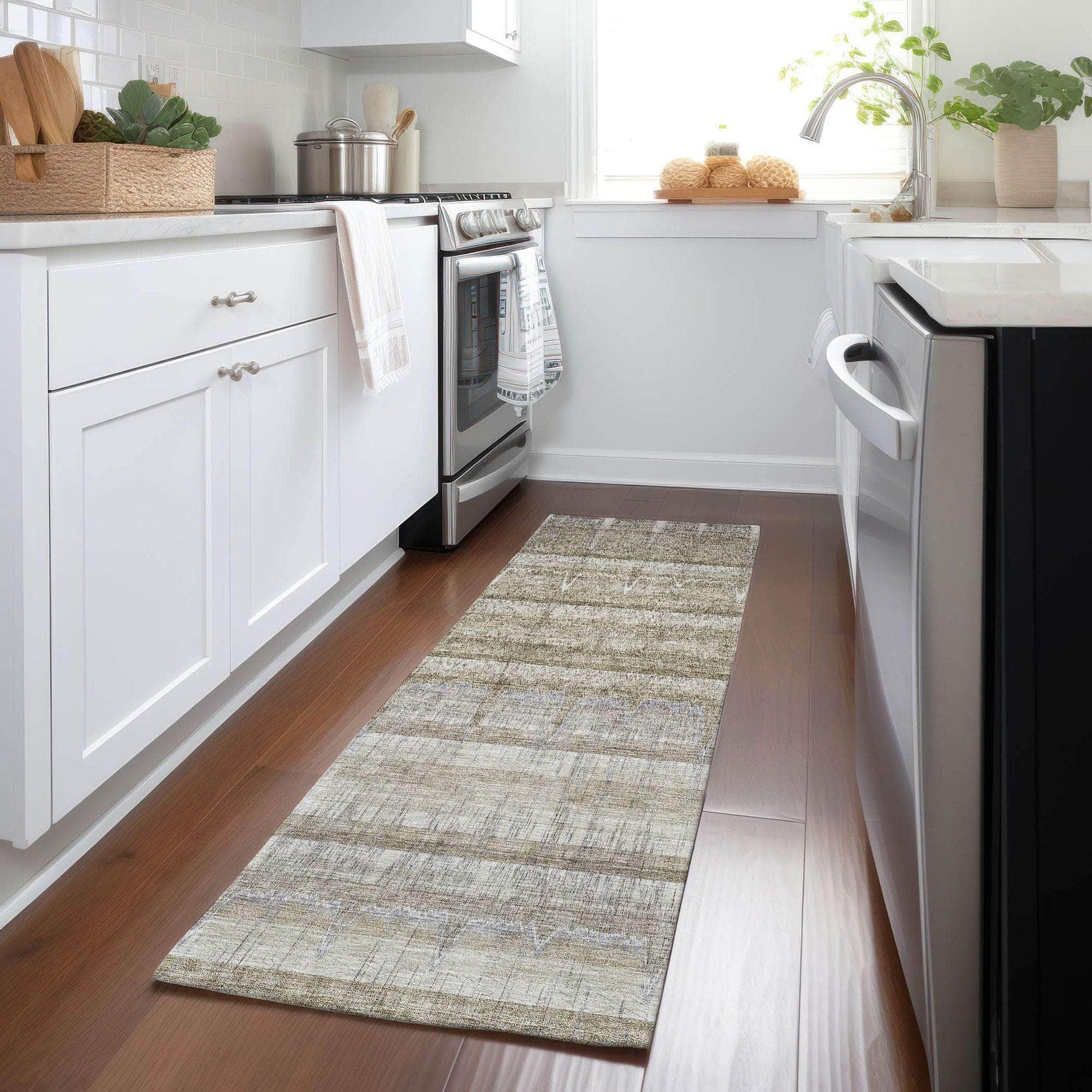 Machine Made ACN629 Taupe Brown Rugs