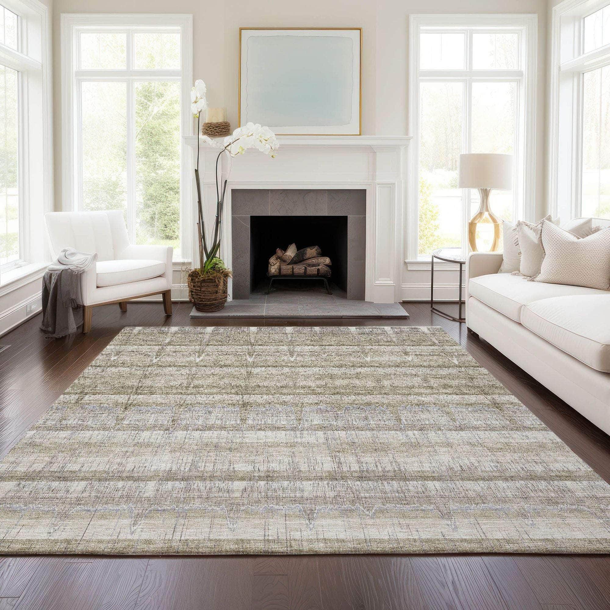 Machine Made ACN629 Taupe Brown Rugs