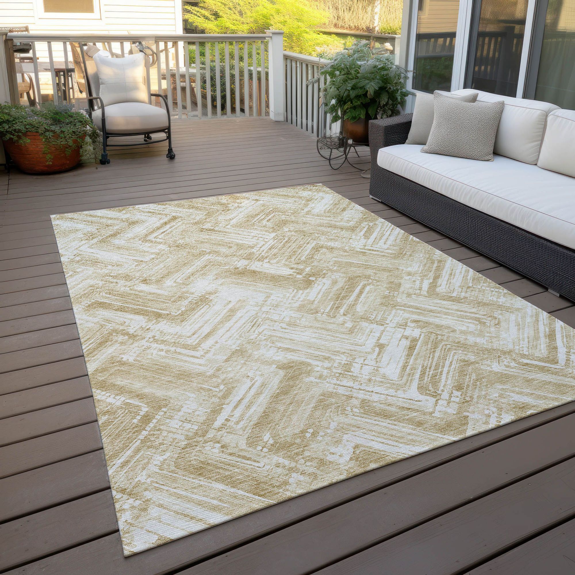 Machine Made ACN630 Beige Brown Rugs