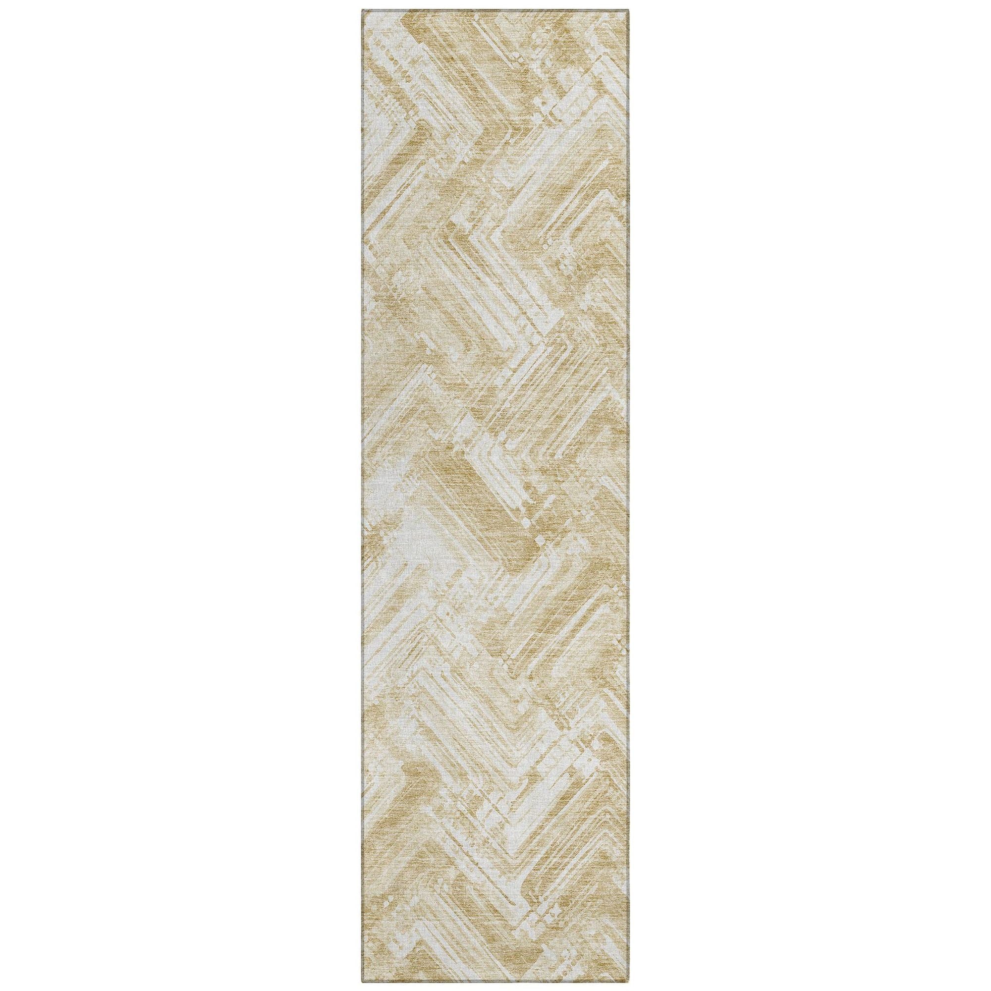 Machine Washable Beige Brown Rug - Indoor / Outdoor - Kids / Pet Friendly Modern Print Rug