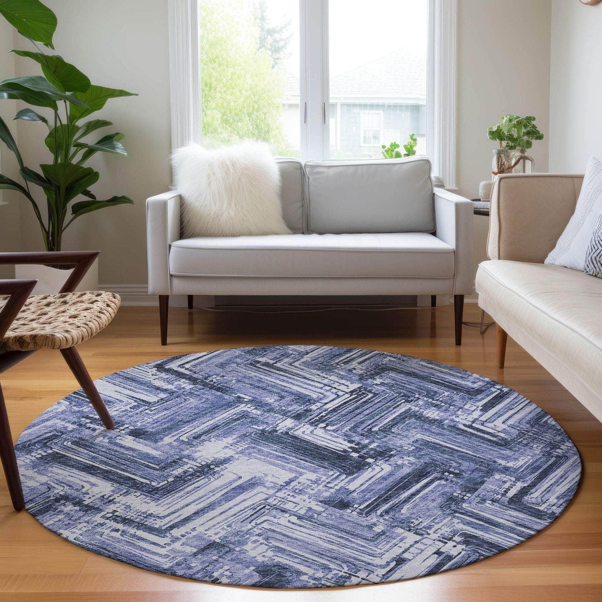 Machine Made ACN630 Blue Rugs
