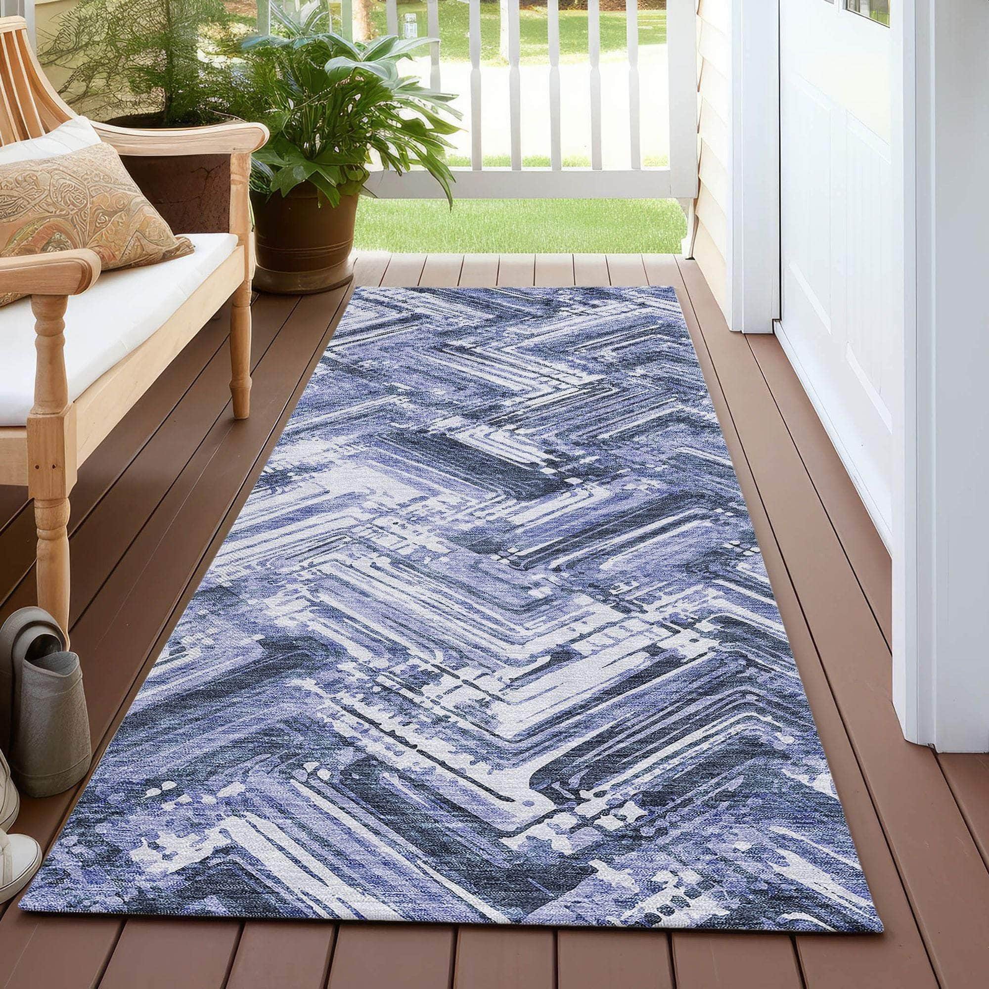 Machine Made ACN630 Blue Rugs