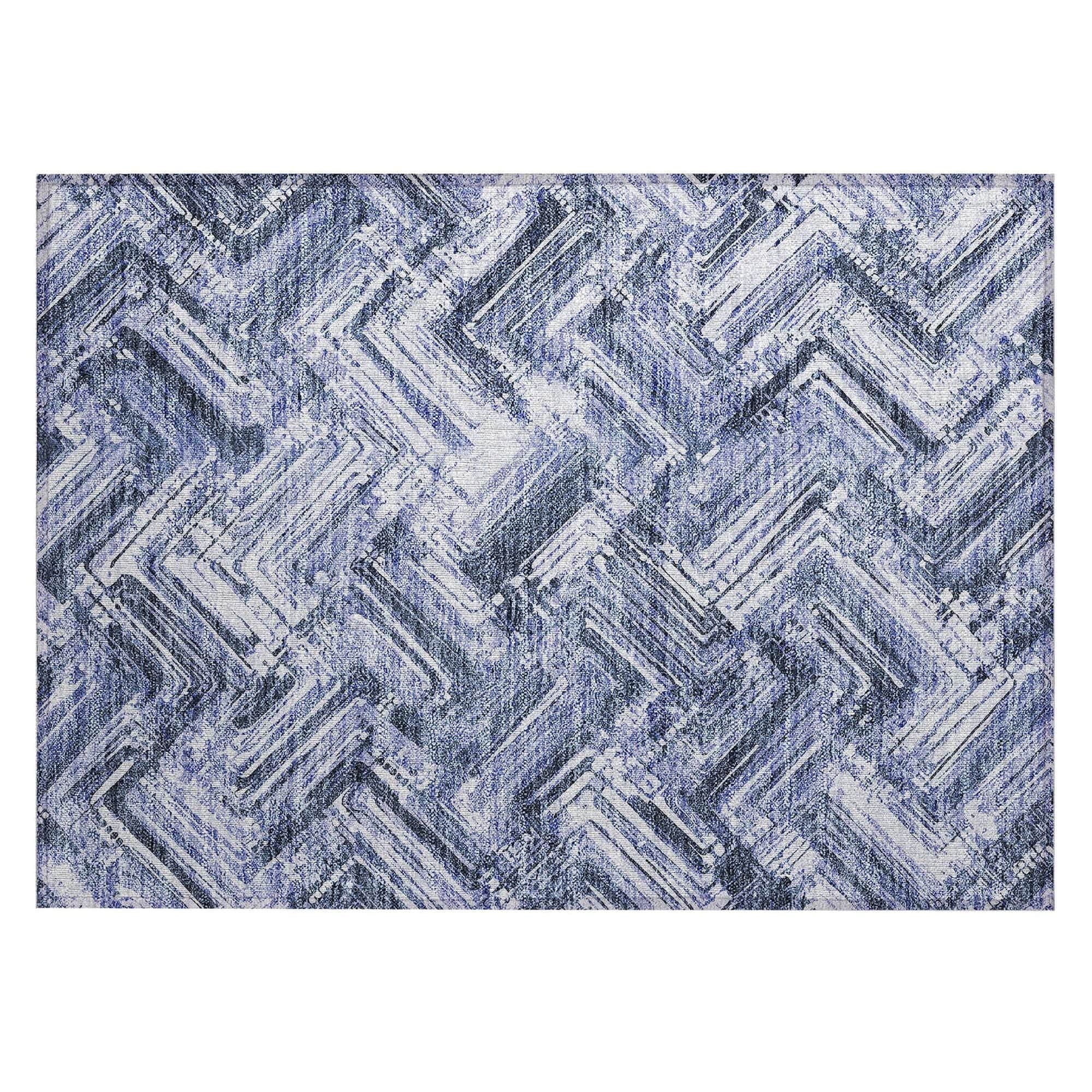 Machine Washable Blue Rug - Indoor / Outdoor - Kids / Pet Friendly Modern Print Rug