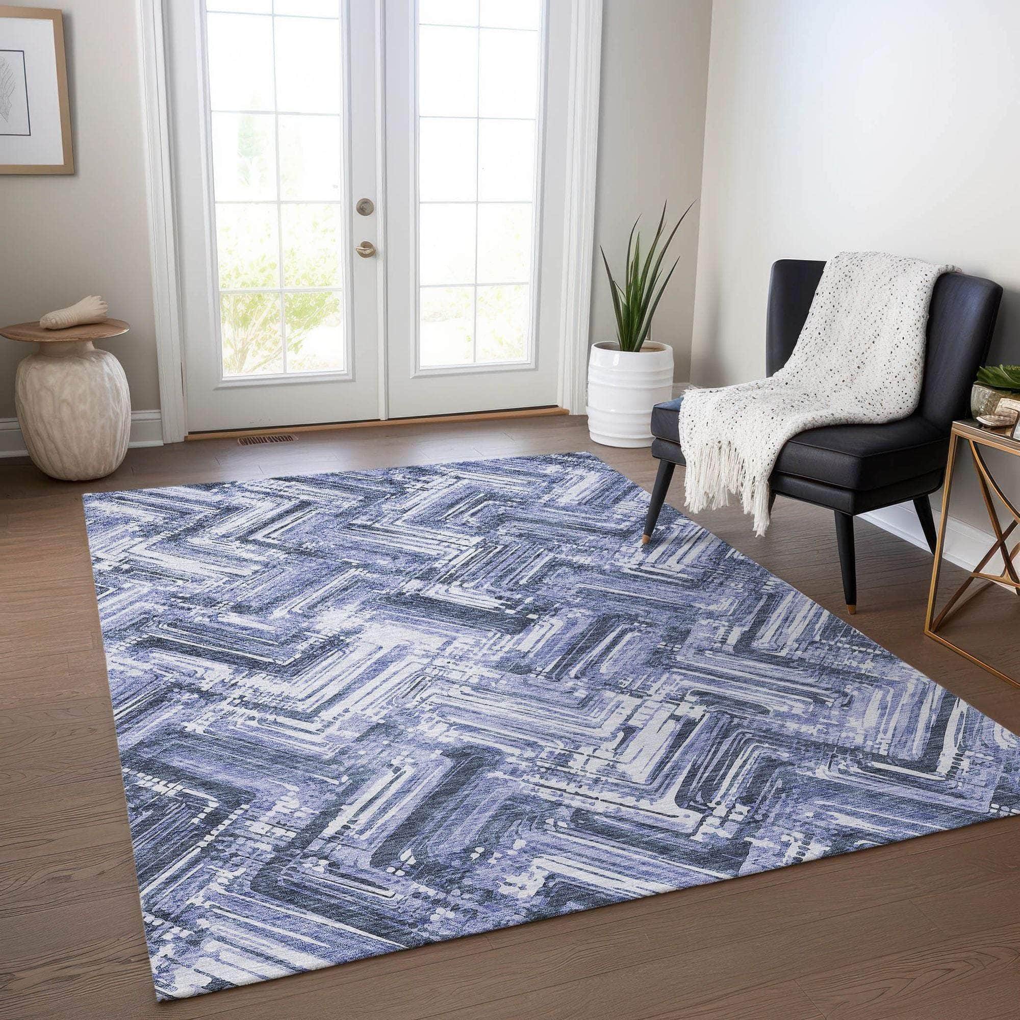Machine Made ACN630 Blue Rugs