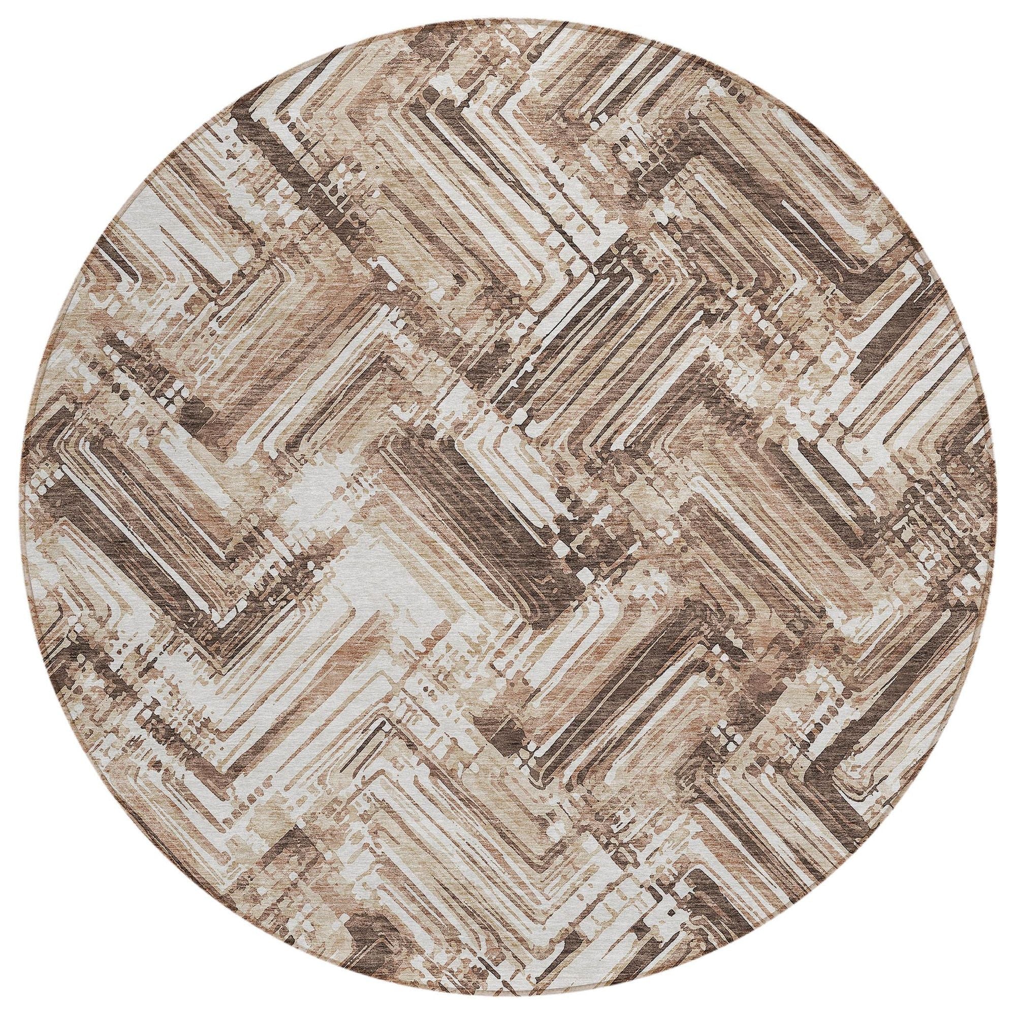 Machine Washable Brown Rug - Indoor / Outdoor - Kids / Pet Friendly Modern Print Rug