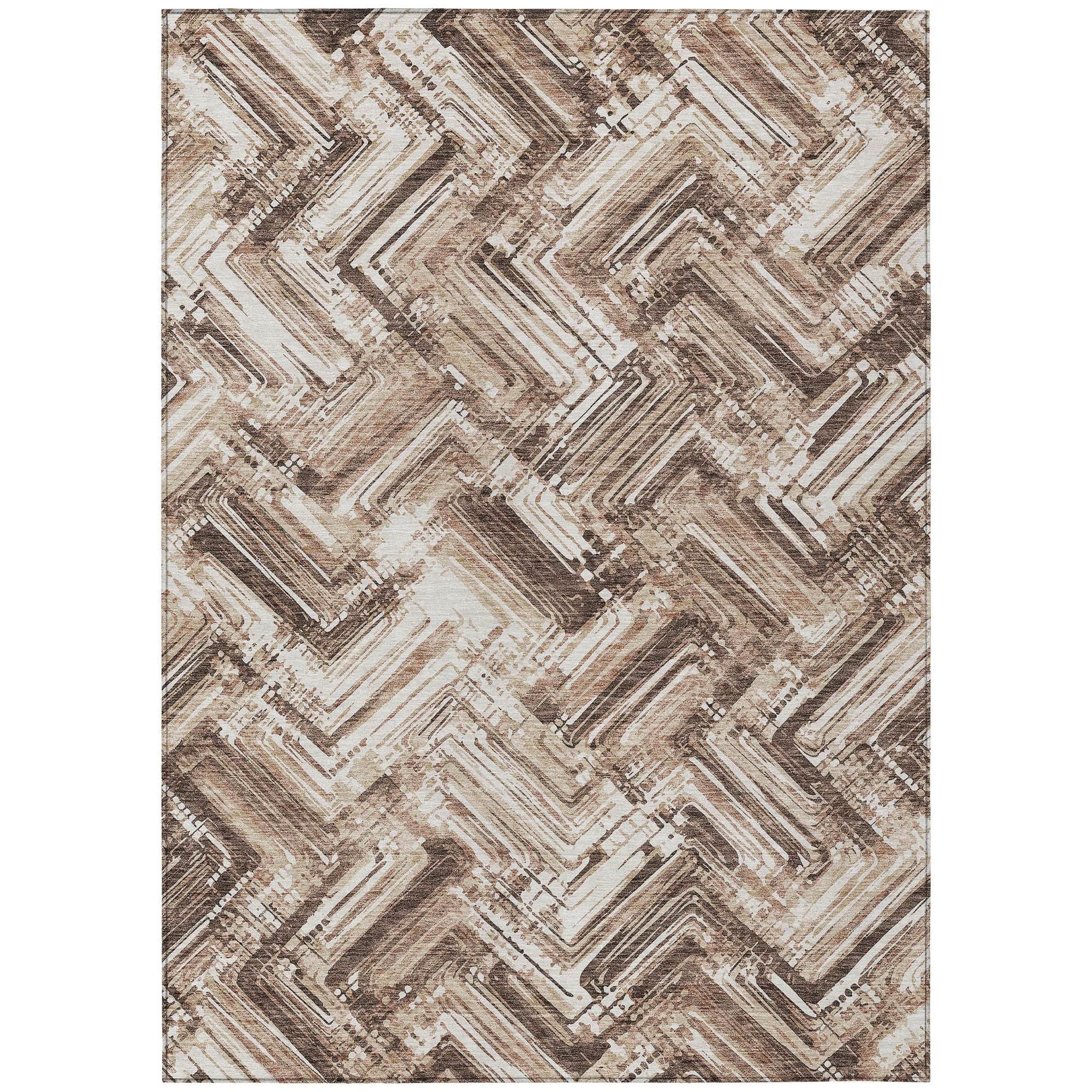 Machine Washable Brown Rug - Indoor / Outdoor - Kids / Pet Friendly Modern Print Rug