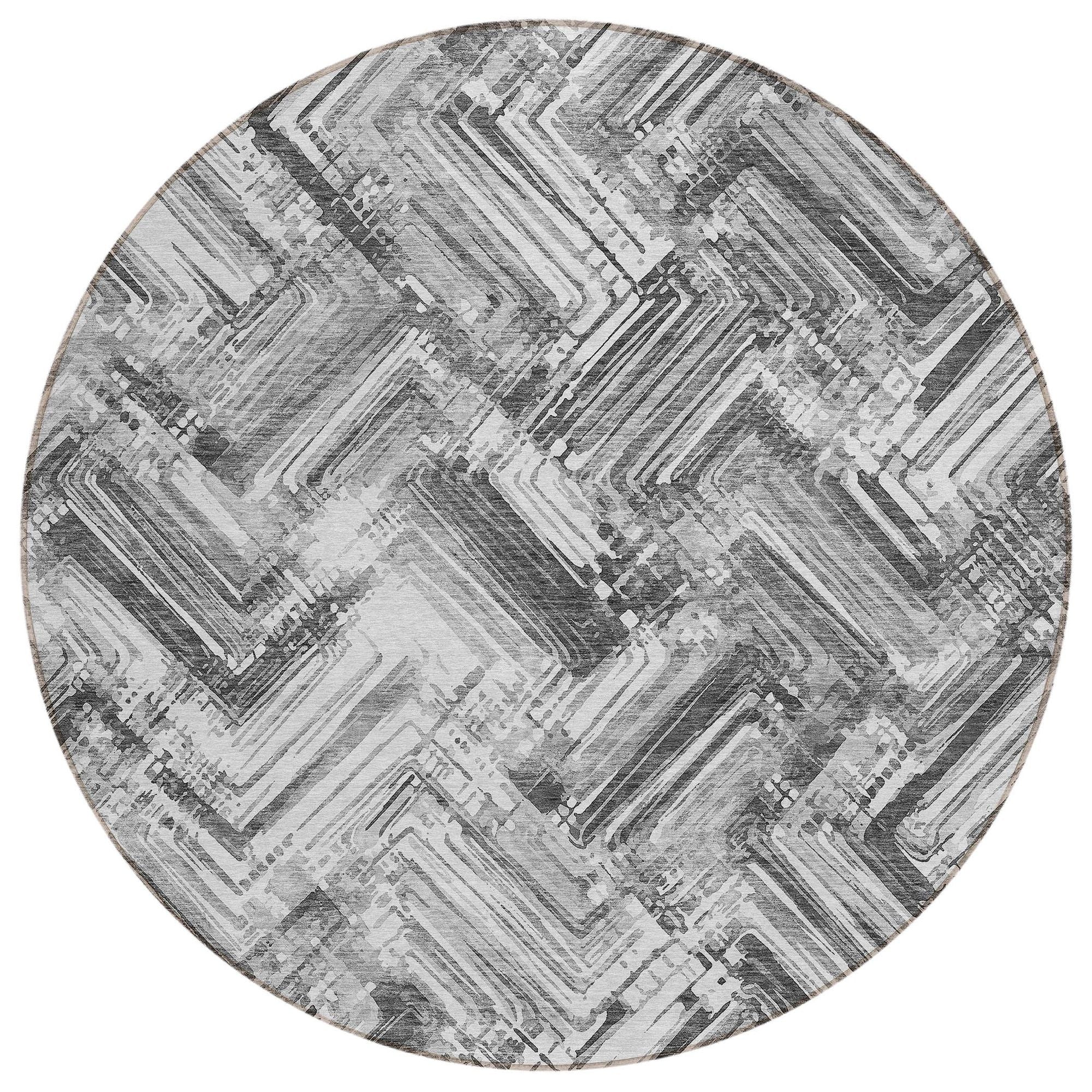 Machine Washable Gray Rug - Indoor / Outdoor - Kids / Pet Friendly Modern Print Rug