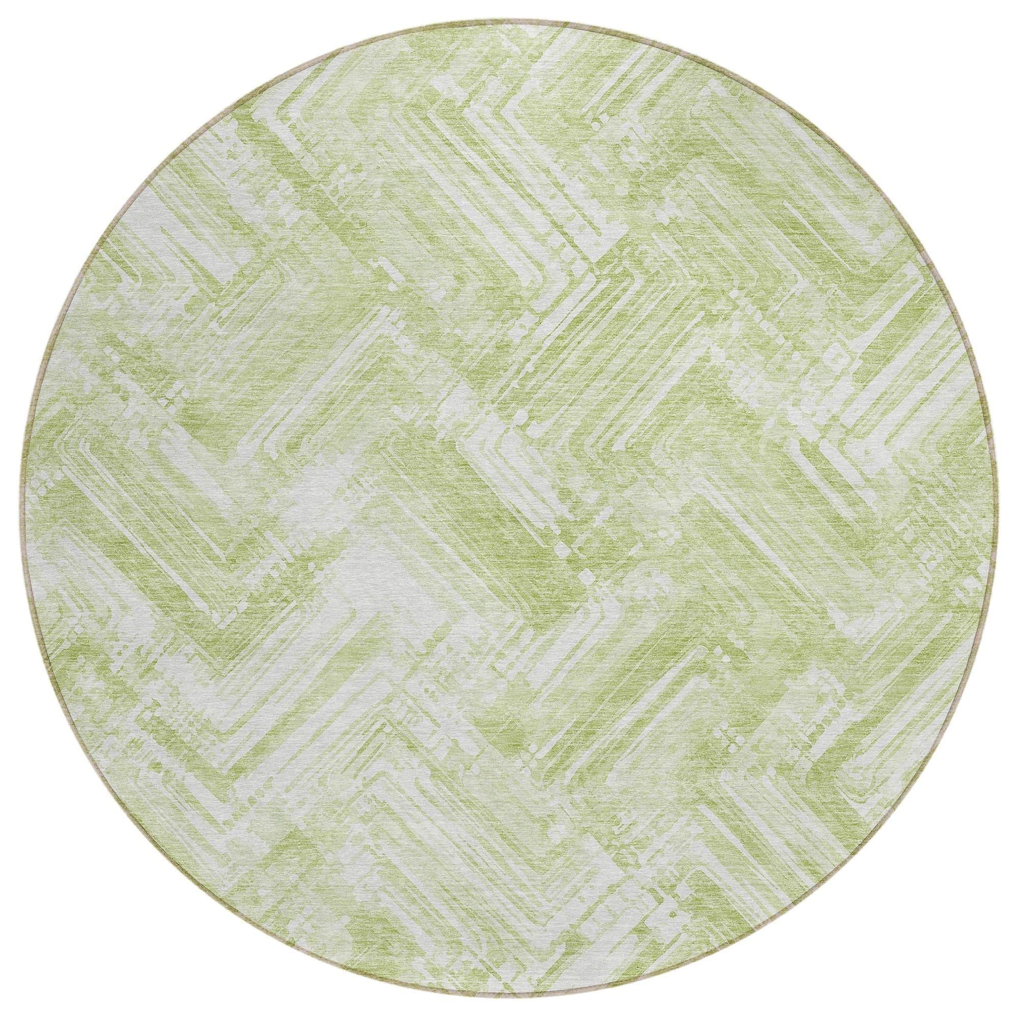 Machine Washable Green Rug - Indoor / Outdoor - Kids / Pet Friendly Modern Print Rug
