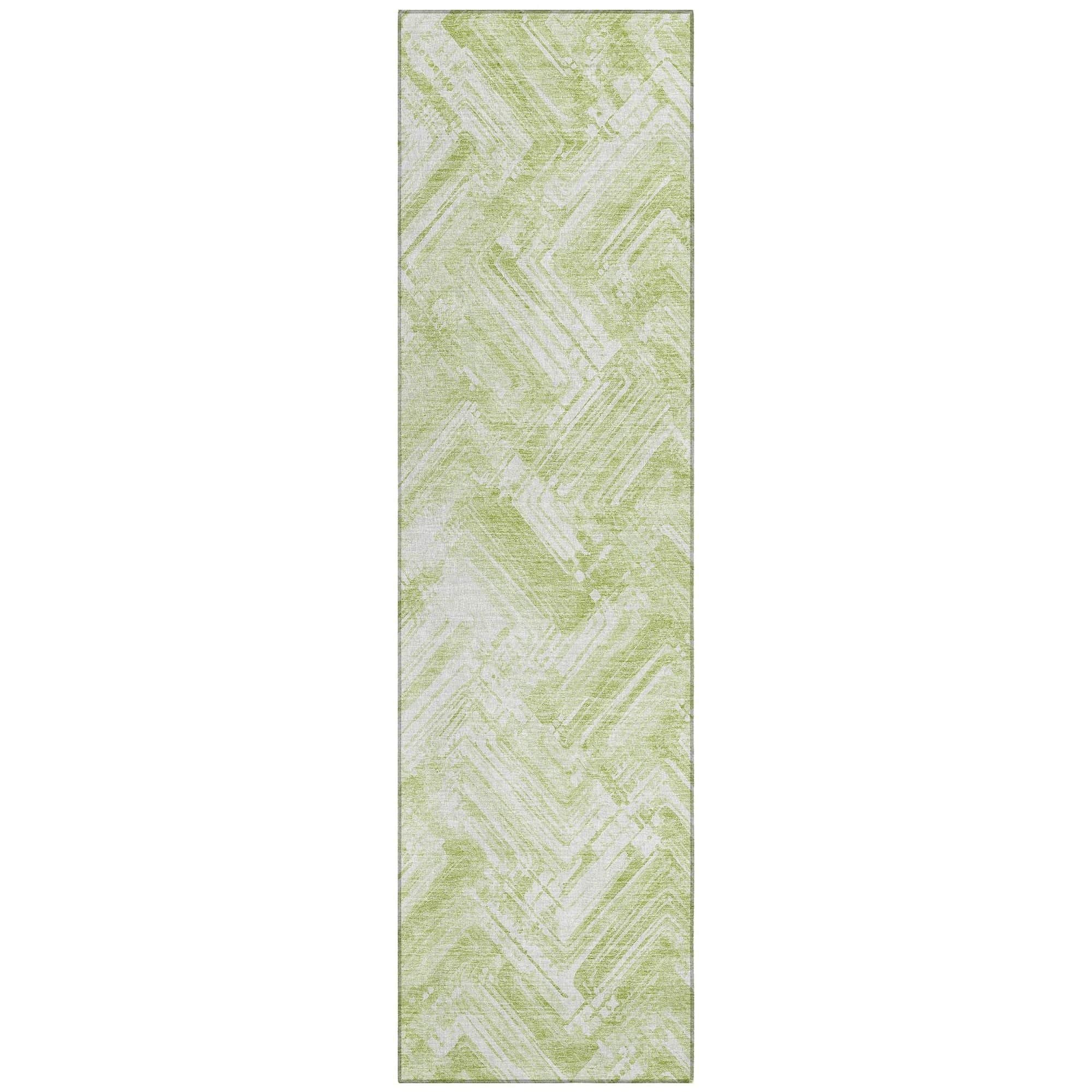 Machine Washable Green Rug - Indoor / Outdoor - Kids / Pet Friendly Modern Print Rug