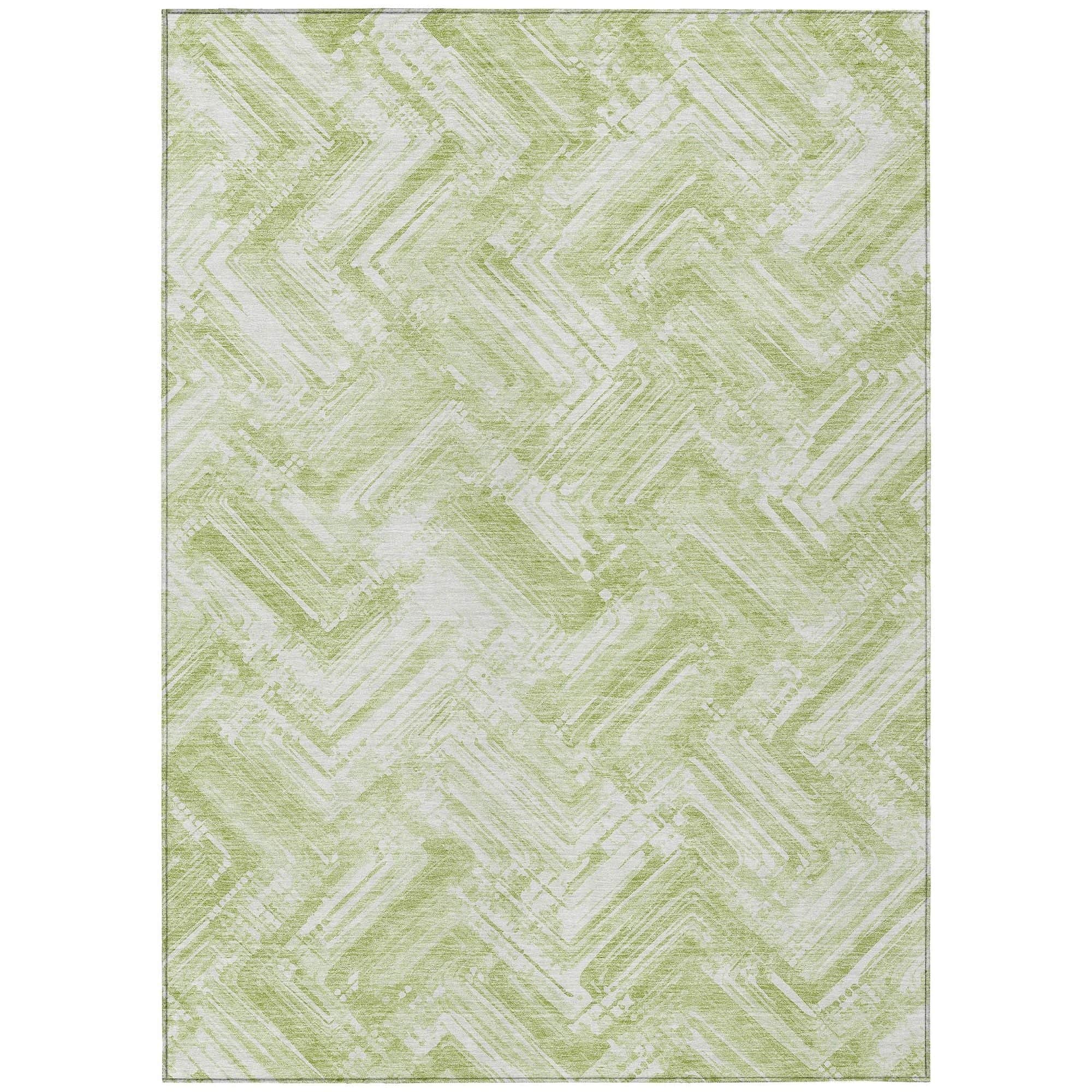 Machine Washable Green Rug - Indoor / Outdoor - Kids / Pet Friendly Modern Print Rug