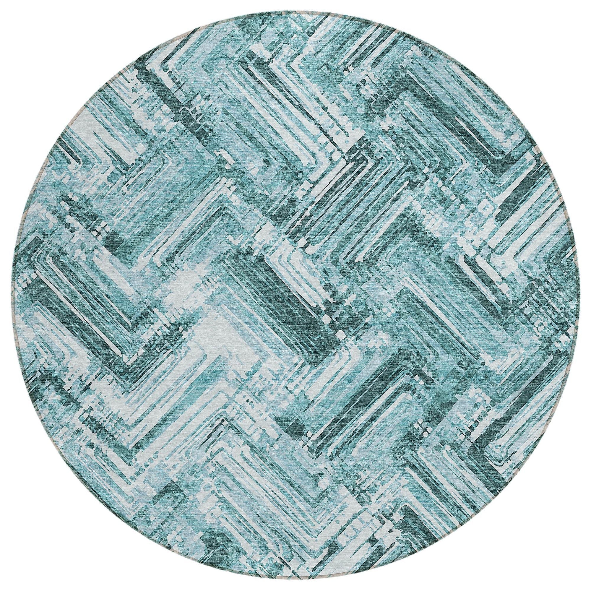 Machine Washable Teal Rug - Indoor / Outdoor - Kids / Pet Friendly Modern Print Rug