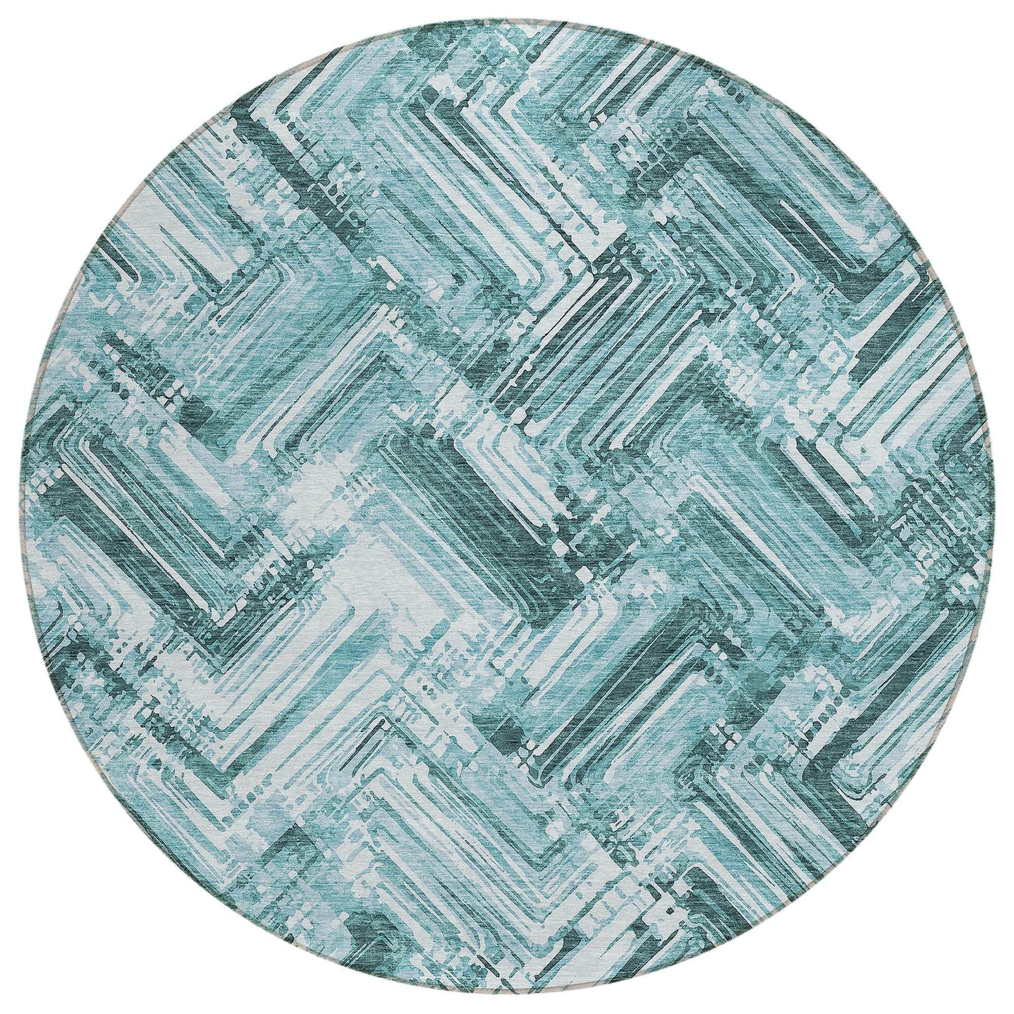 Machine Washable Teal Rug - Indoor / Outdoor - Kids / Pet Friendly Modern Print Rug