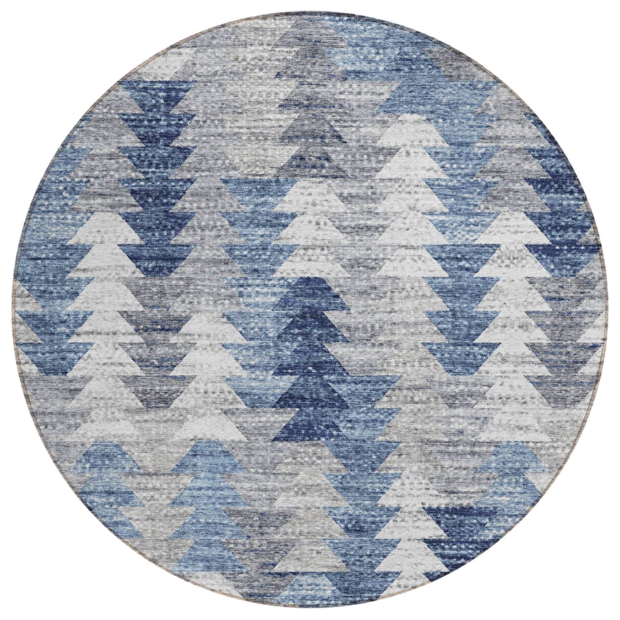 Machine Washable Blue Rug - Indoor / Outdoor - Kids / Pet Friendly Modern Print Rug
