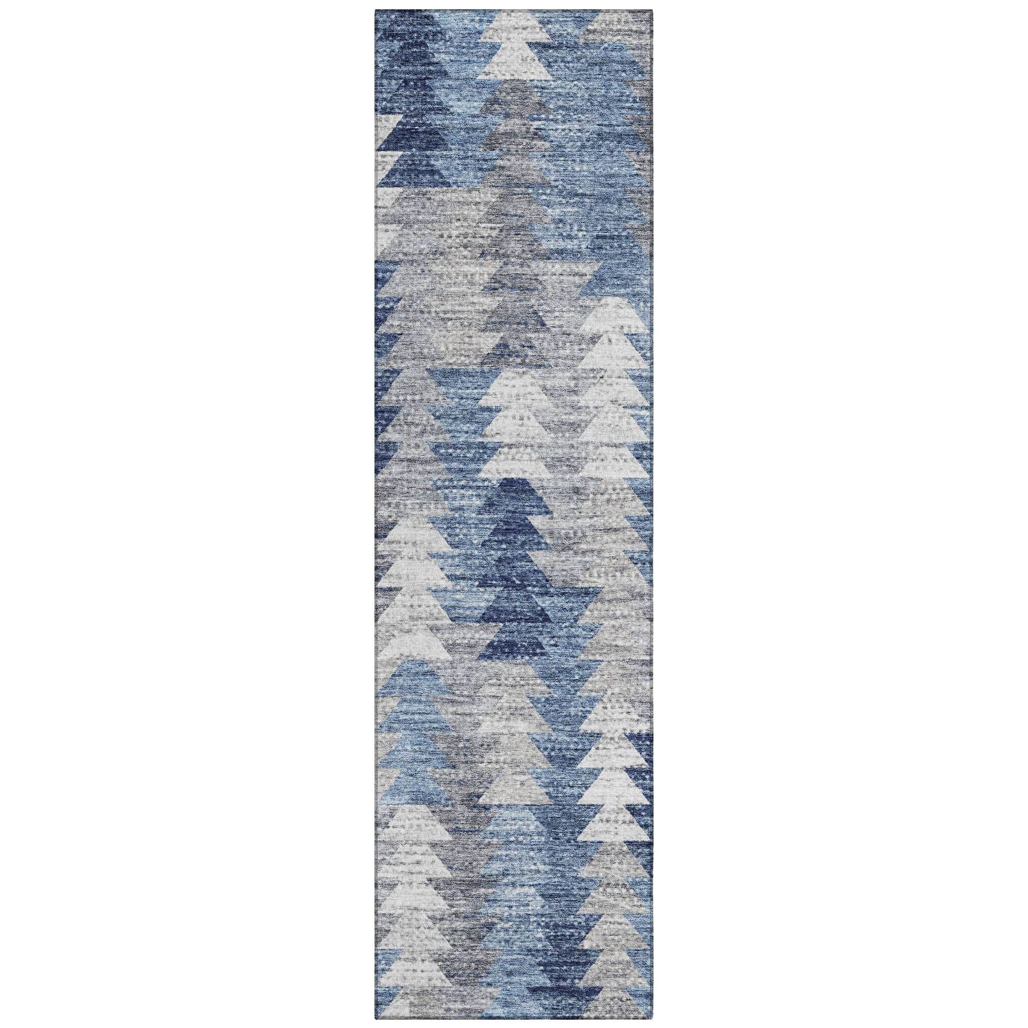 Machine Washable Blue Rug - Indoor / Outdoor - Kids / Pet Friendly Modern Print Rug