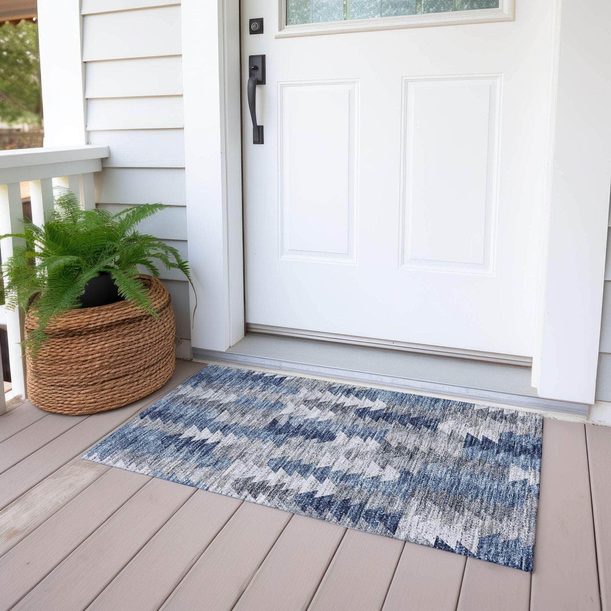Machine Made ACN632 Blue Rugs