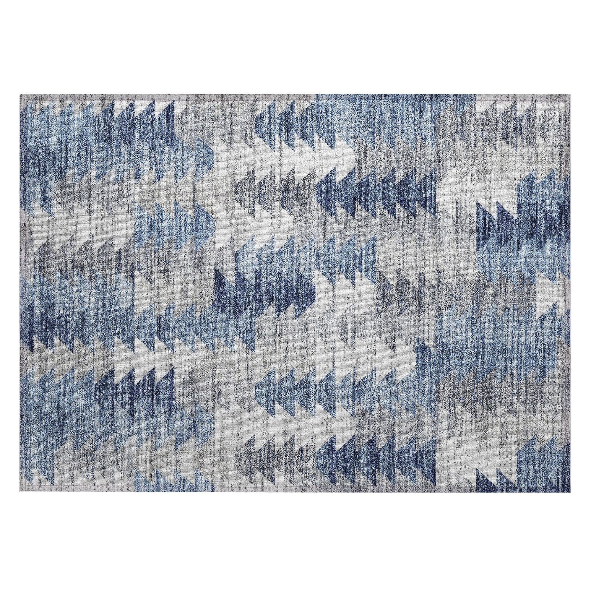 Machine Washable Blue Rug - Indoor / Outdoor - Kids / Pet Friendly Modern Print Rug