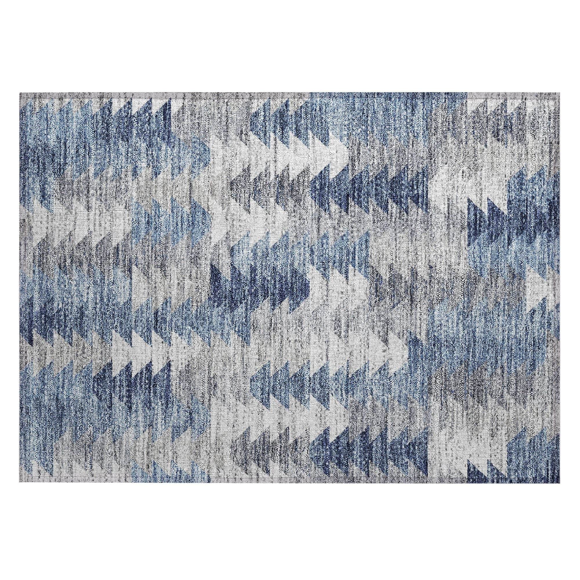 Machine Washable Blue Rug - Indoor / Outdoor - Kids / Pet Friendly Modern Print Rug