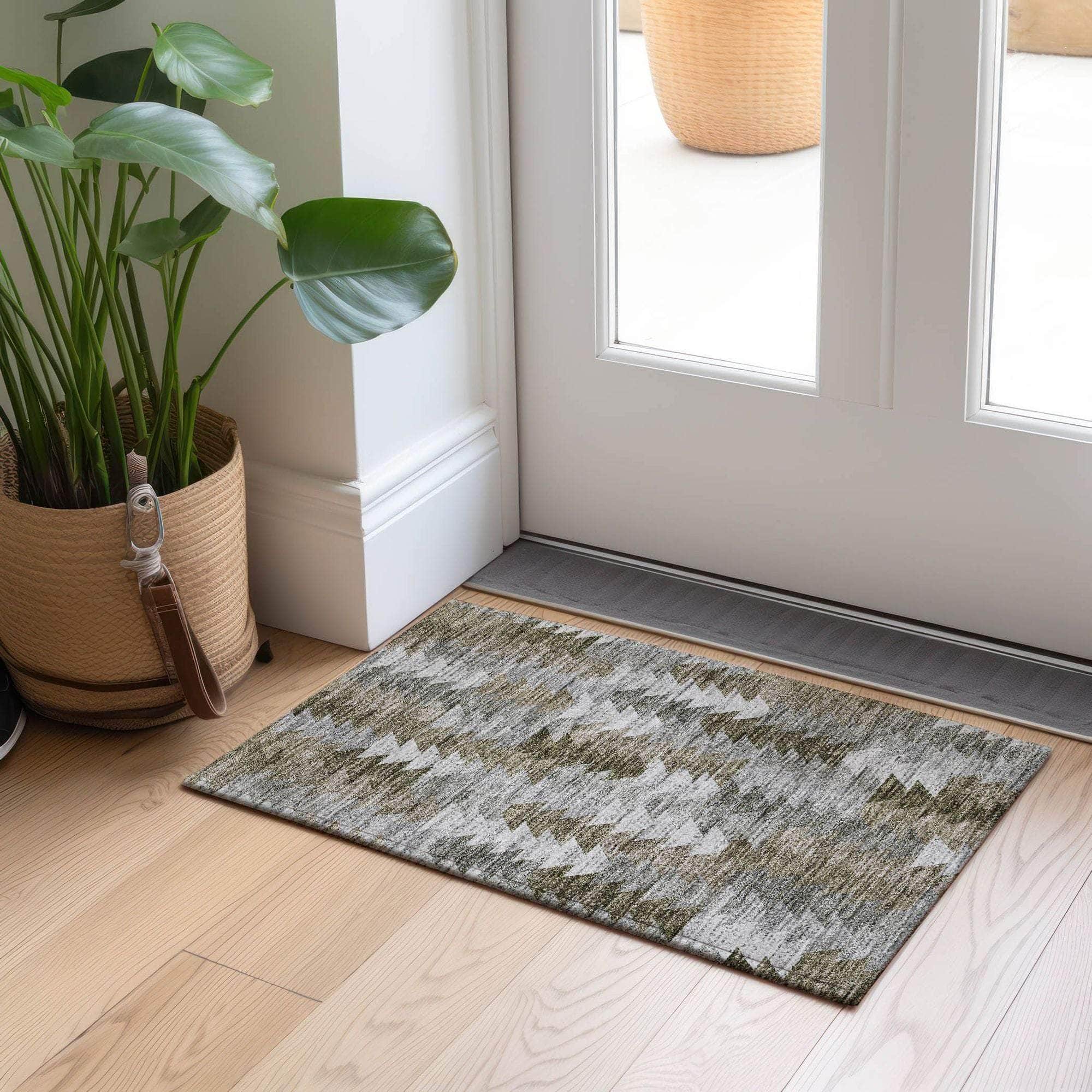 Machine Made ACN632 Brown Rugs