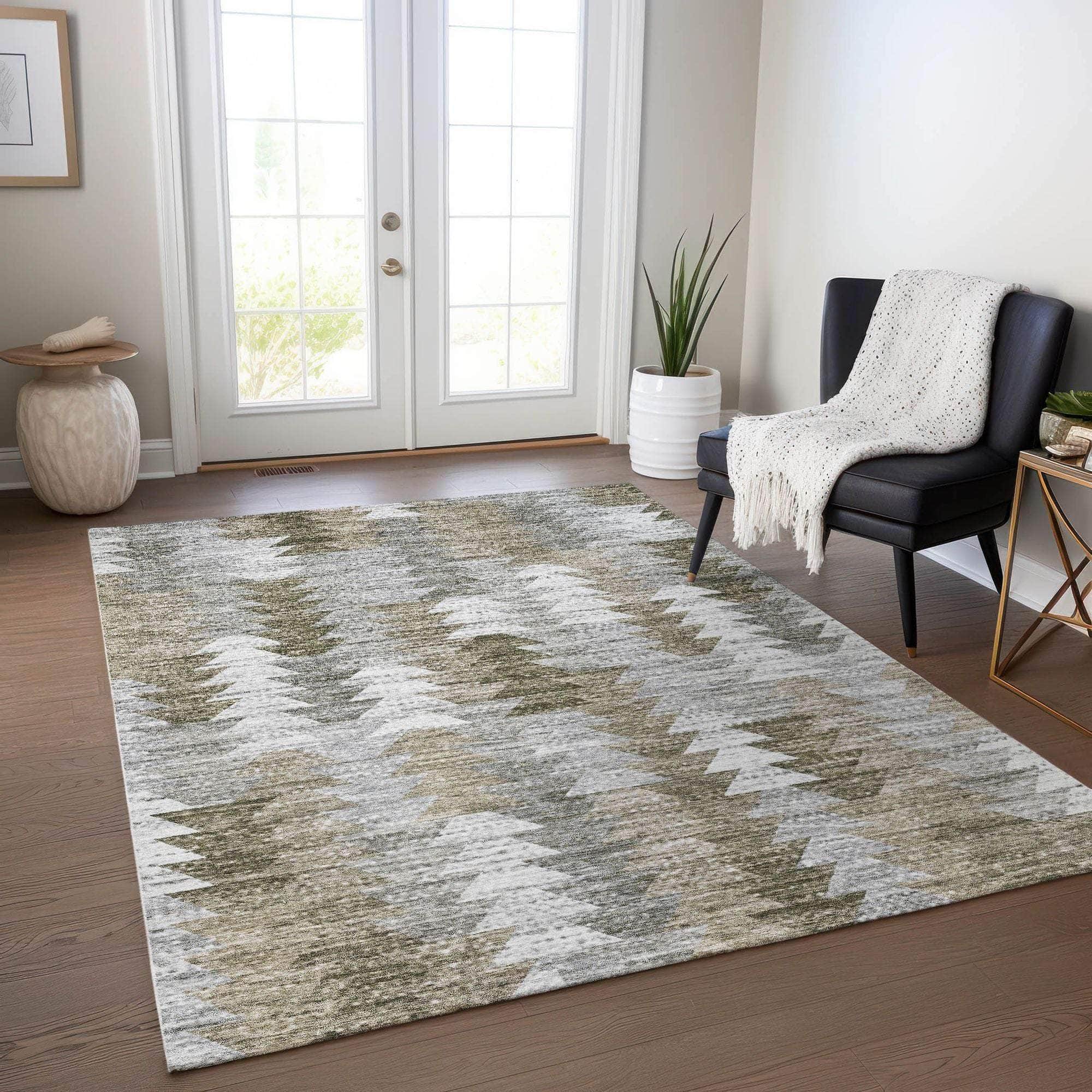 Machine Made ACN632 Brown Rugs