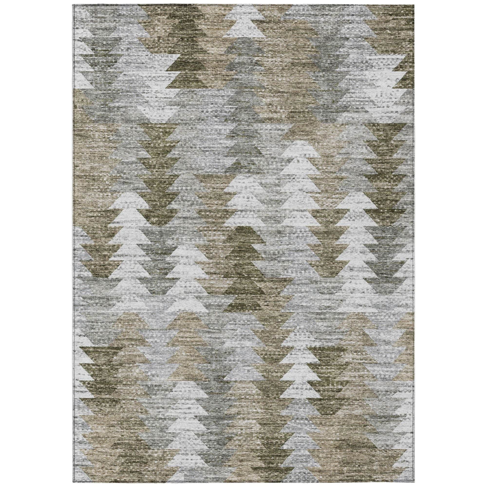 Machine Washable Brown Rug - Indoor / Outdoor - Kids / Pet Friendly Modern Print Rug