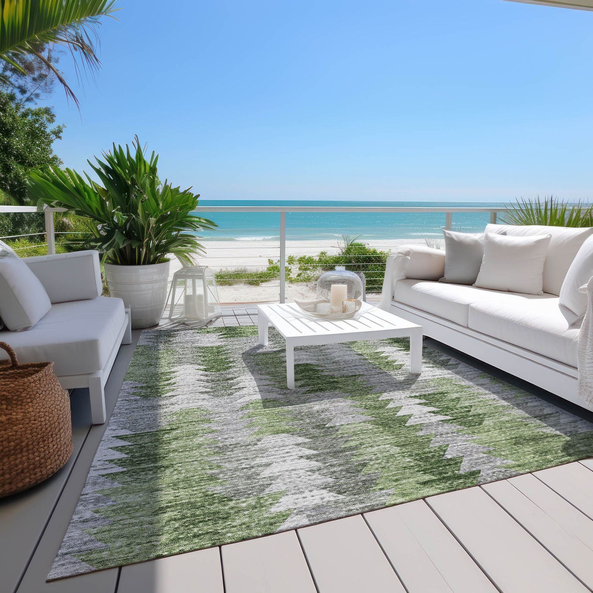 Machine Made ACN632 Green Rugs