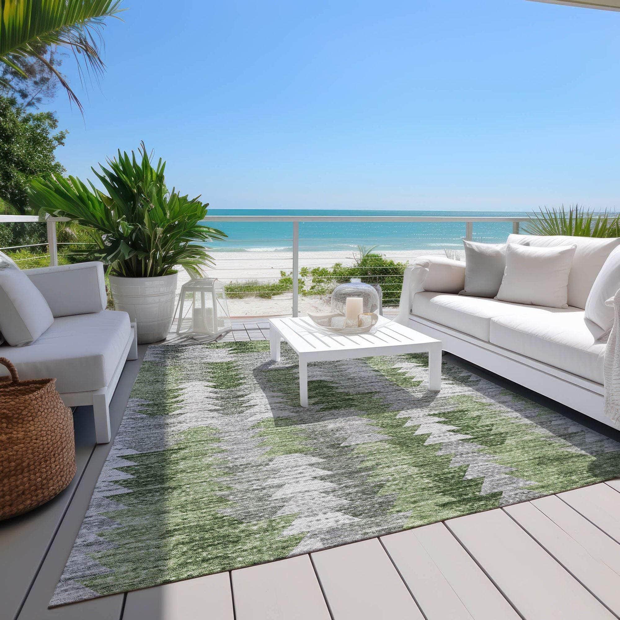 Machine Made ACN632 Green Rugs