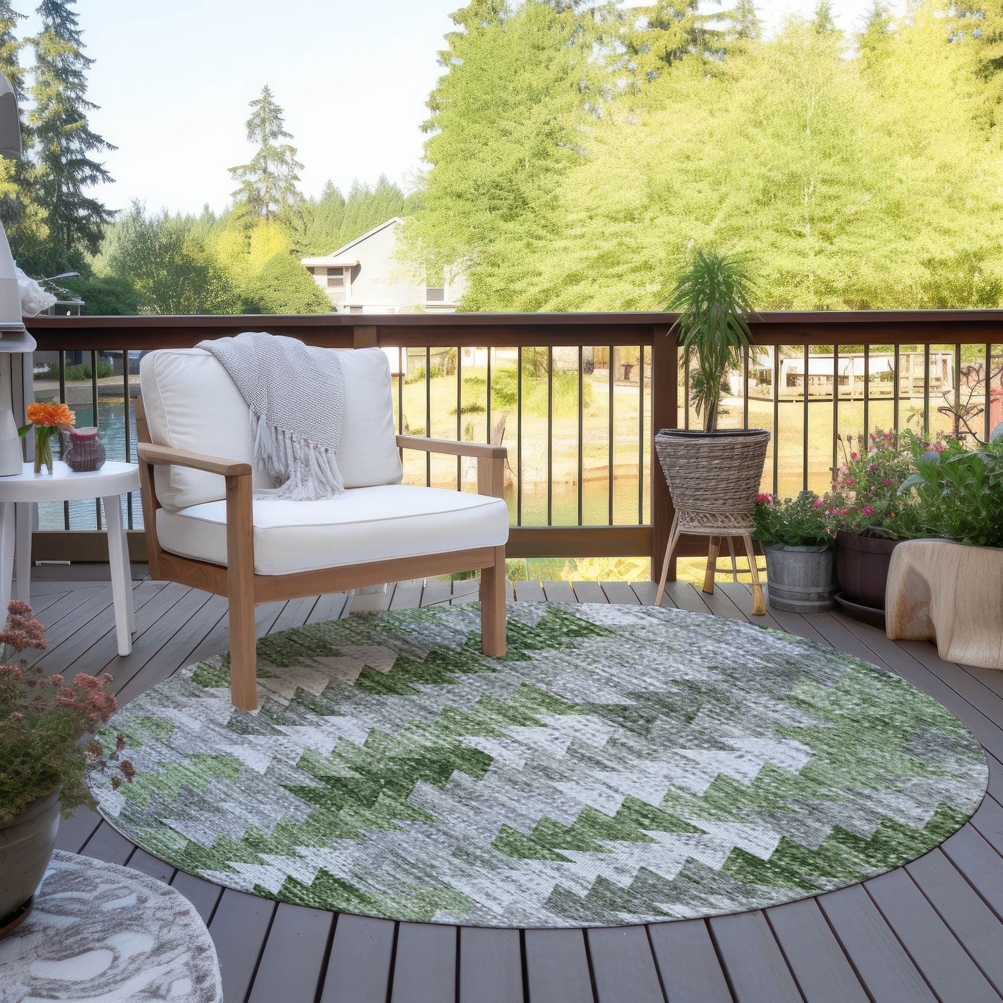 Machine Made ACN632 Green Rugs