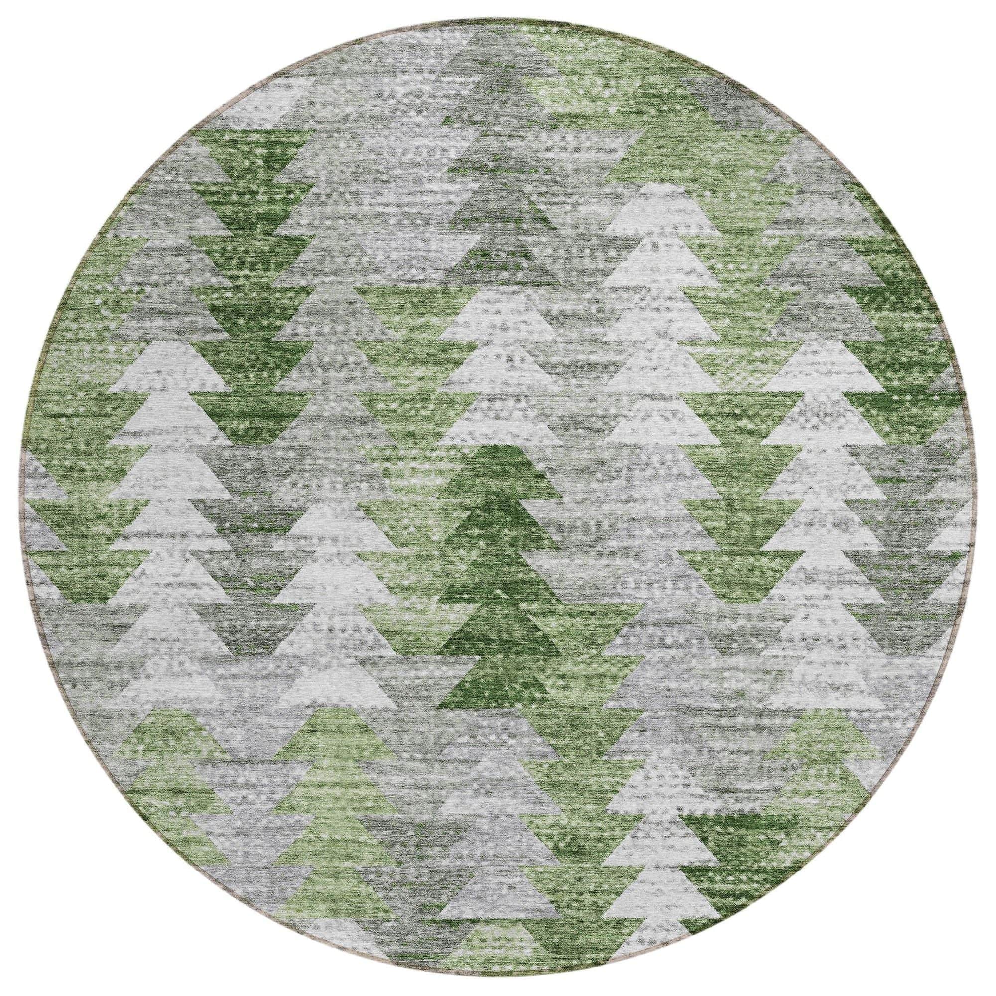 Machine Washable Green Rug - Indoor / Outdoor - Kids / Pet Friendly Modern Print Rug