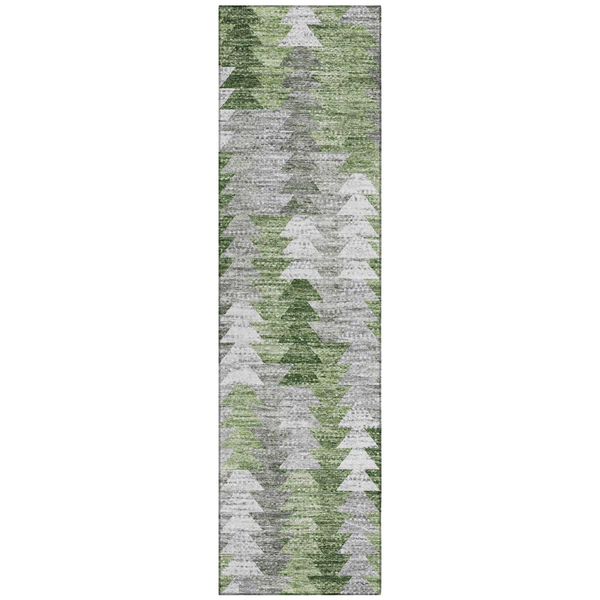 Machine Washable Green Rug - Indoor / Outdoor - Kids / Pet Friendly Modern Print Rug