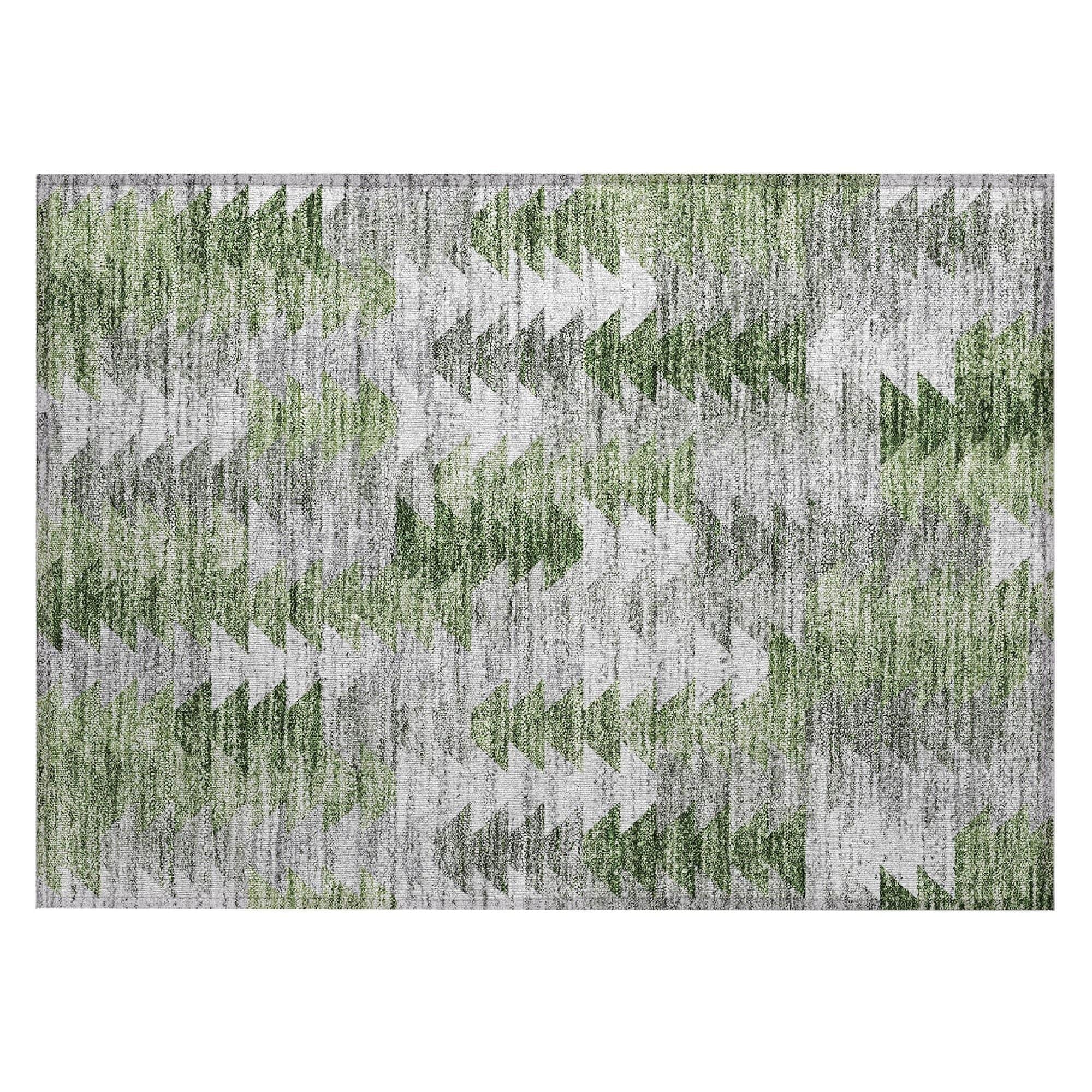 Machine Washable Green Rug - Indoor / Outdoor - Kids / Pet Friendly Modern Print Rug