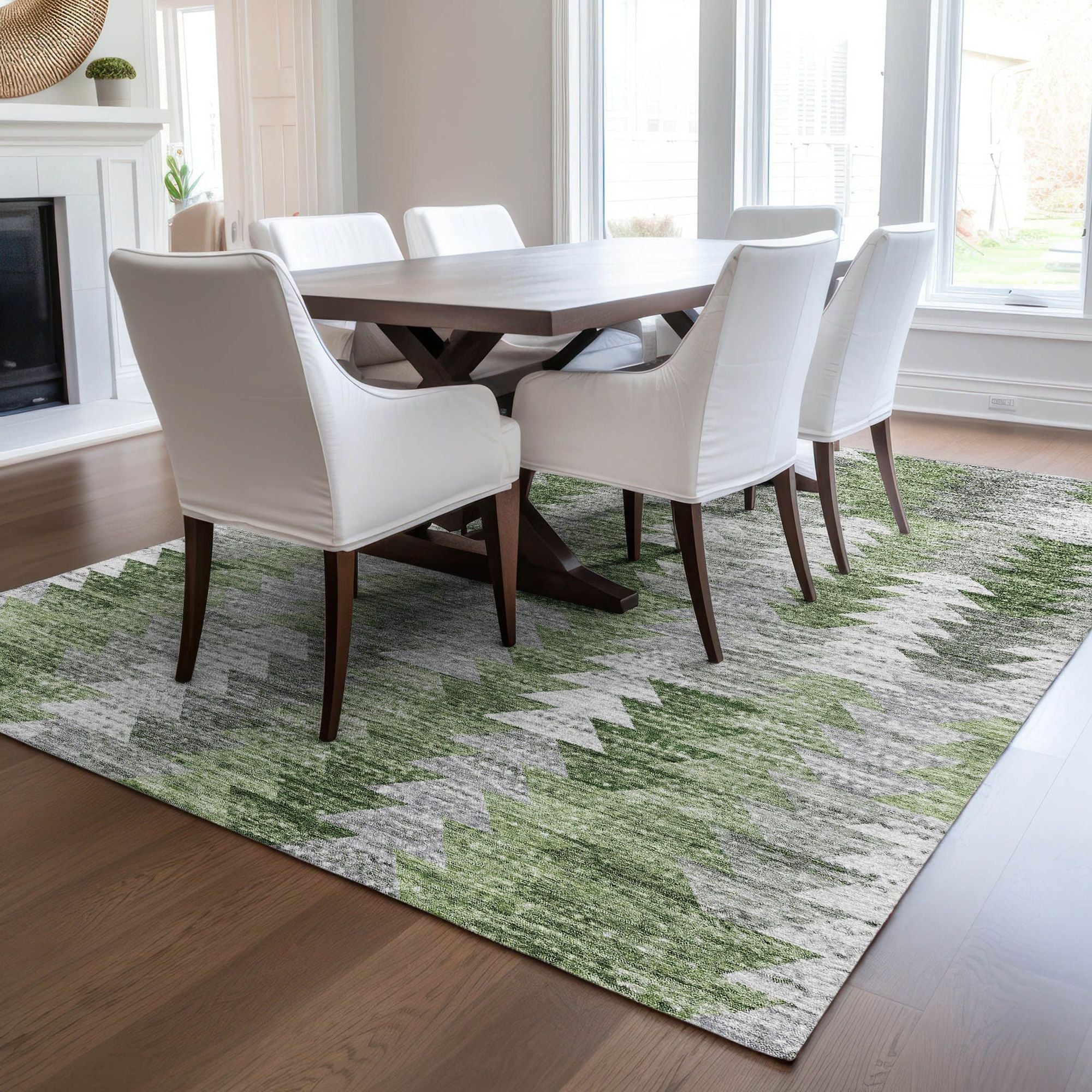 Machine Made ACN632 Green Rugs