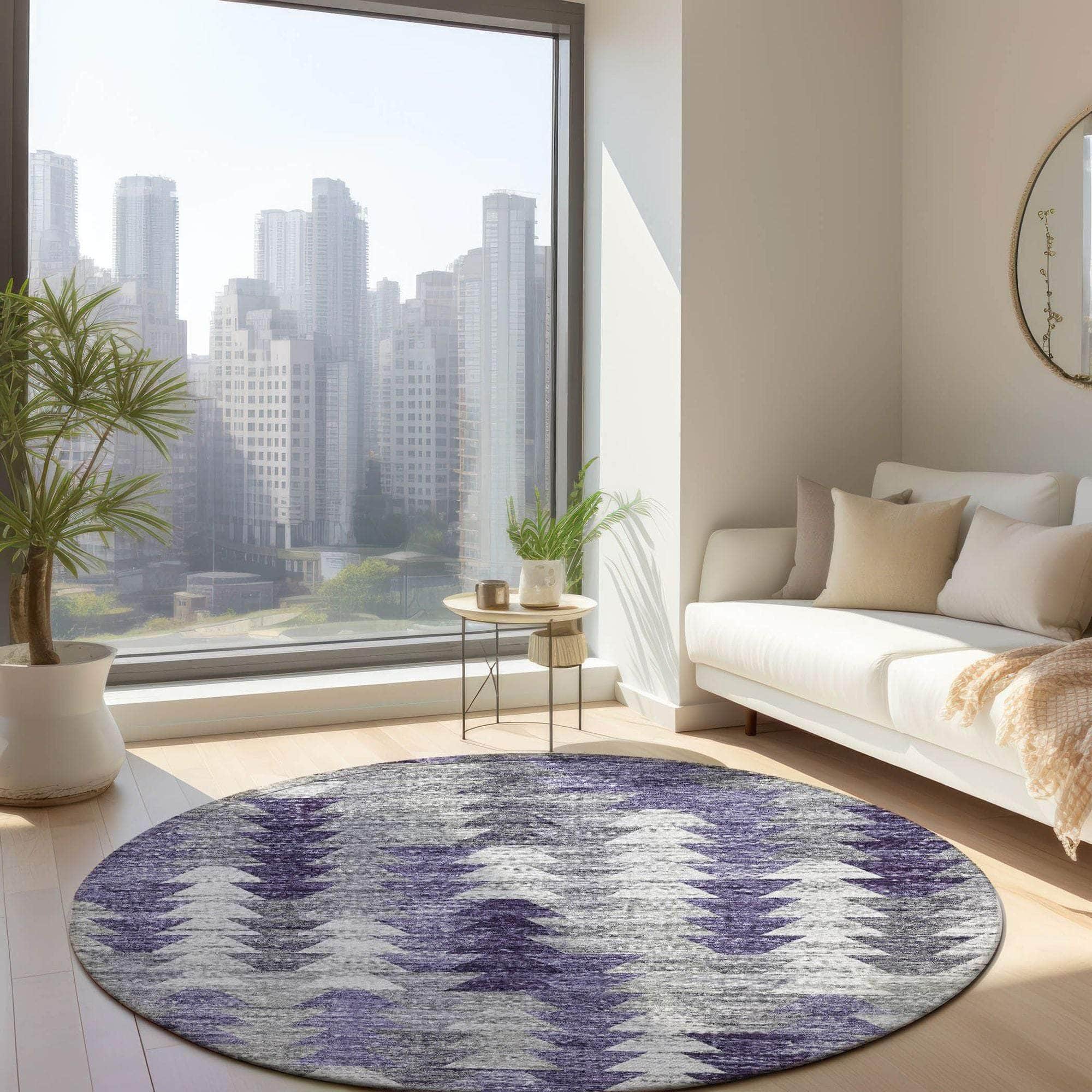 Machine Made ACN632 Purple Rugs