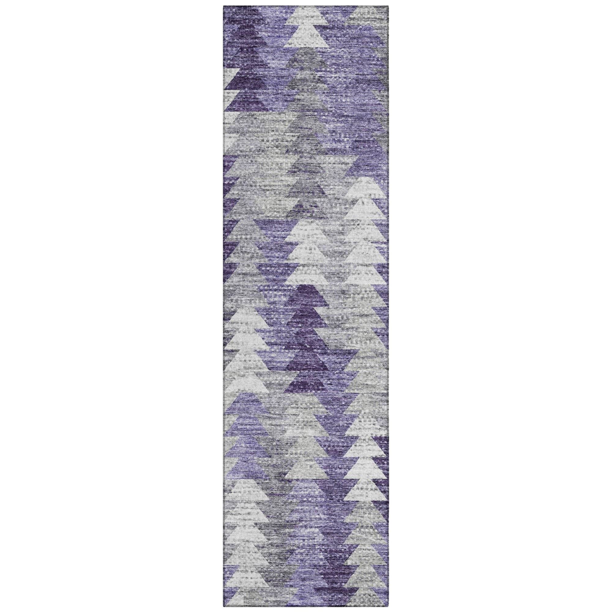 Machine Washable Purple Rug - Indoor / Outdoor - Kids / Pet Friendly Modern Print Rug