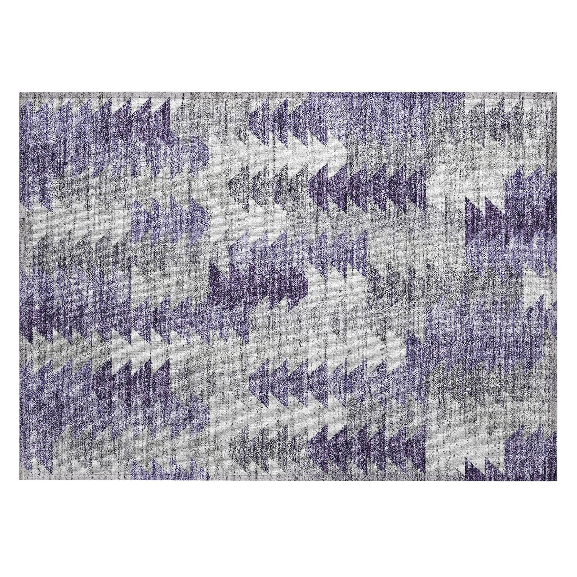 Machine Washable Purple Rug - Indoor / Outdoor - Kids / Pet Friendly Modern Print Rug