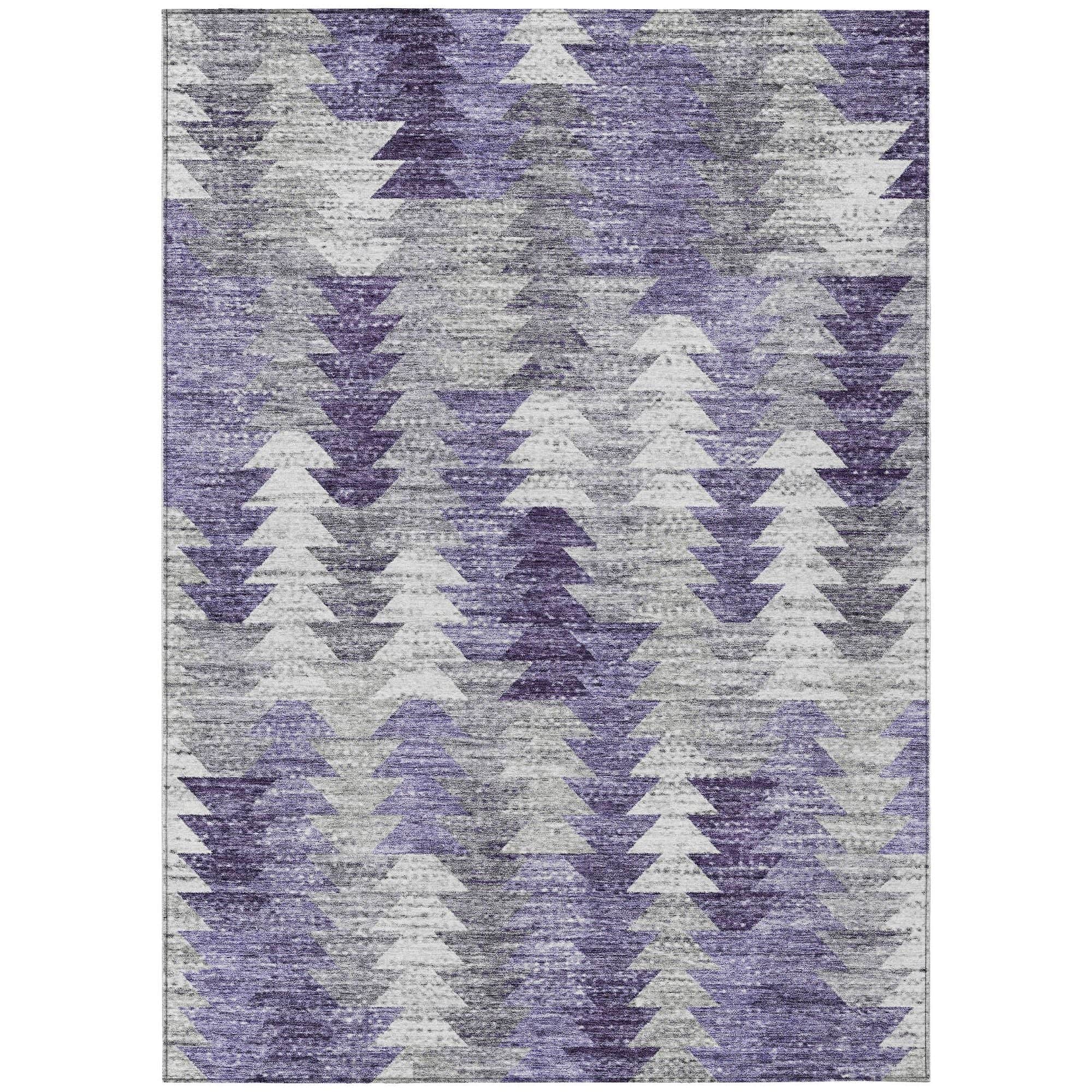 Machine Washable Purple Rug - Indoor / Outdoor - Kids / Pet Friendly Modern Print Rug