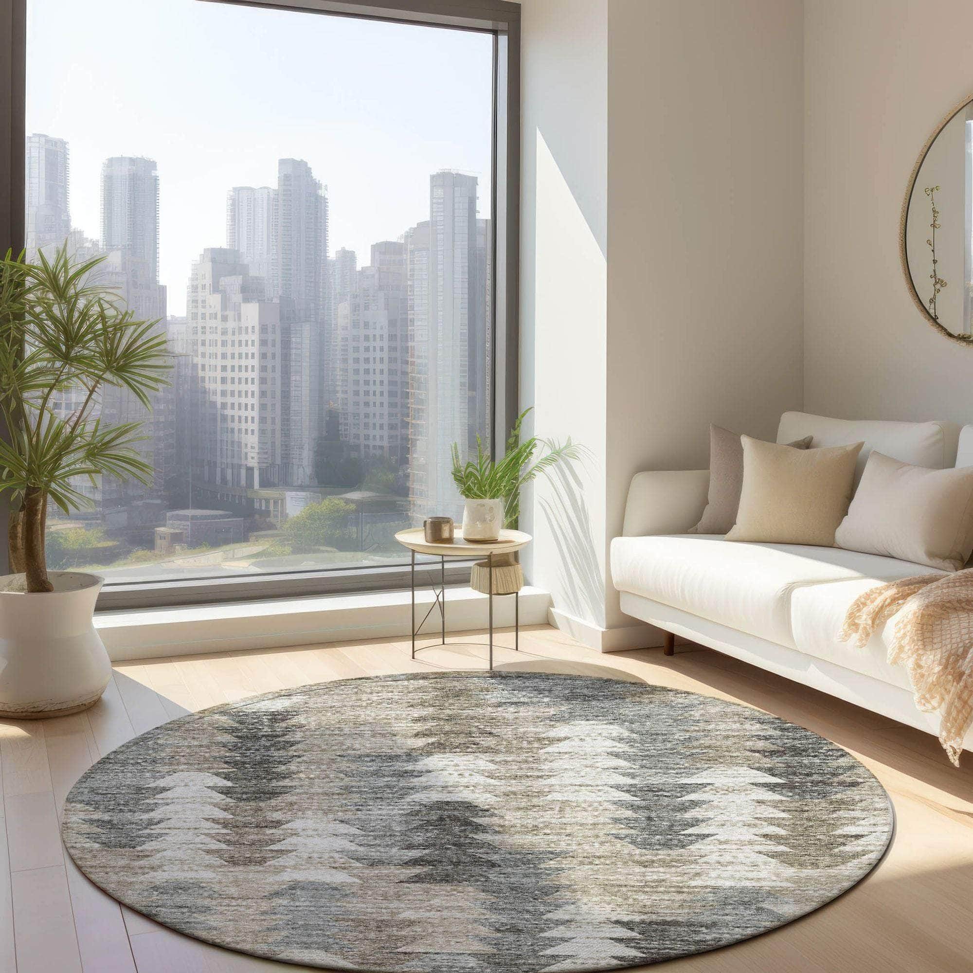 Machine Made ACN632 Taupe Brown Rugs