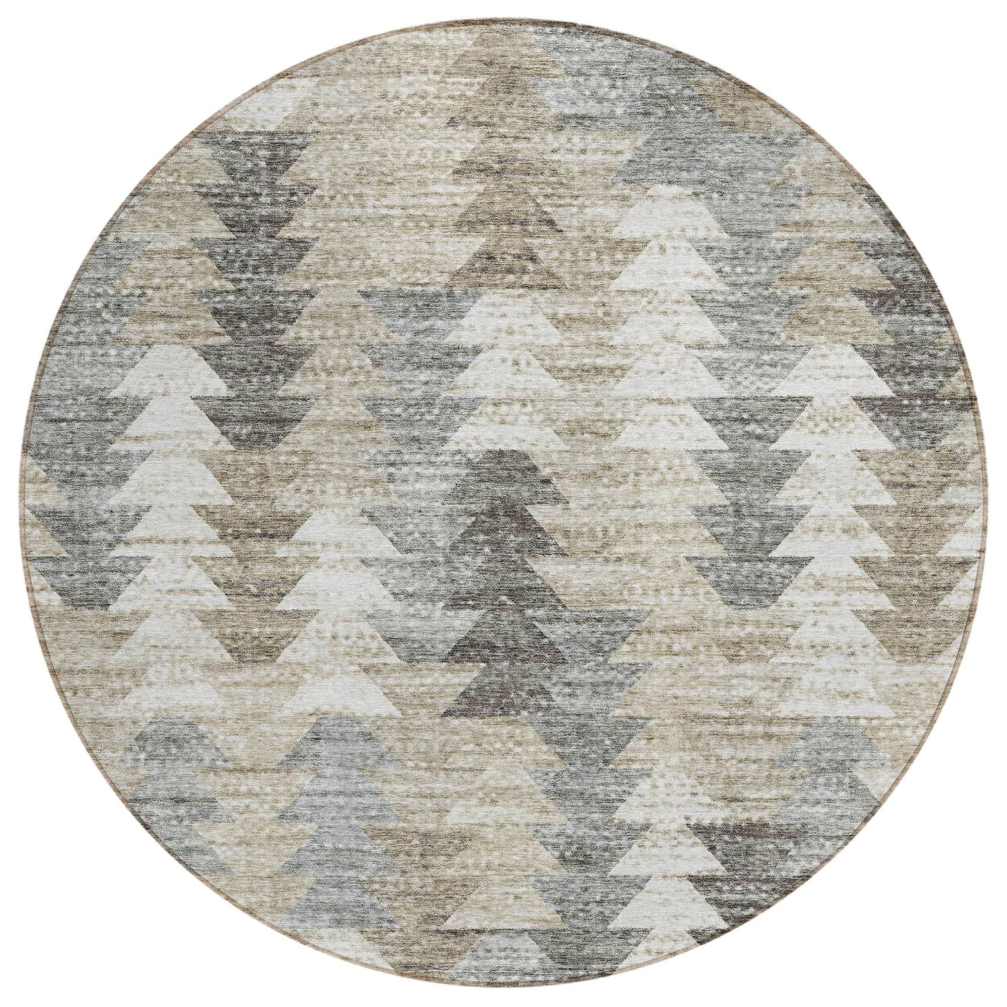 Machine Washable Taupe Brown Rug - Indoor / Outdoor - Kids / Pet Friendly Modern Print Rug