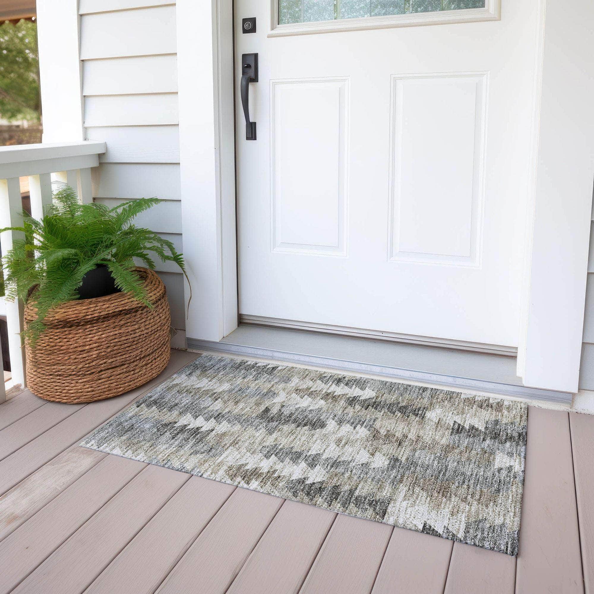 Machine Made ACN632 Taupe Brown Rugs