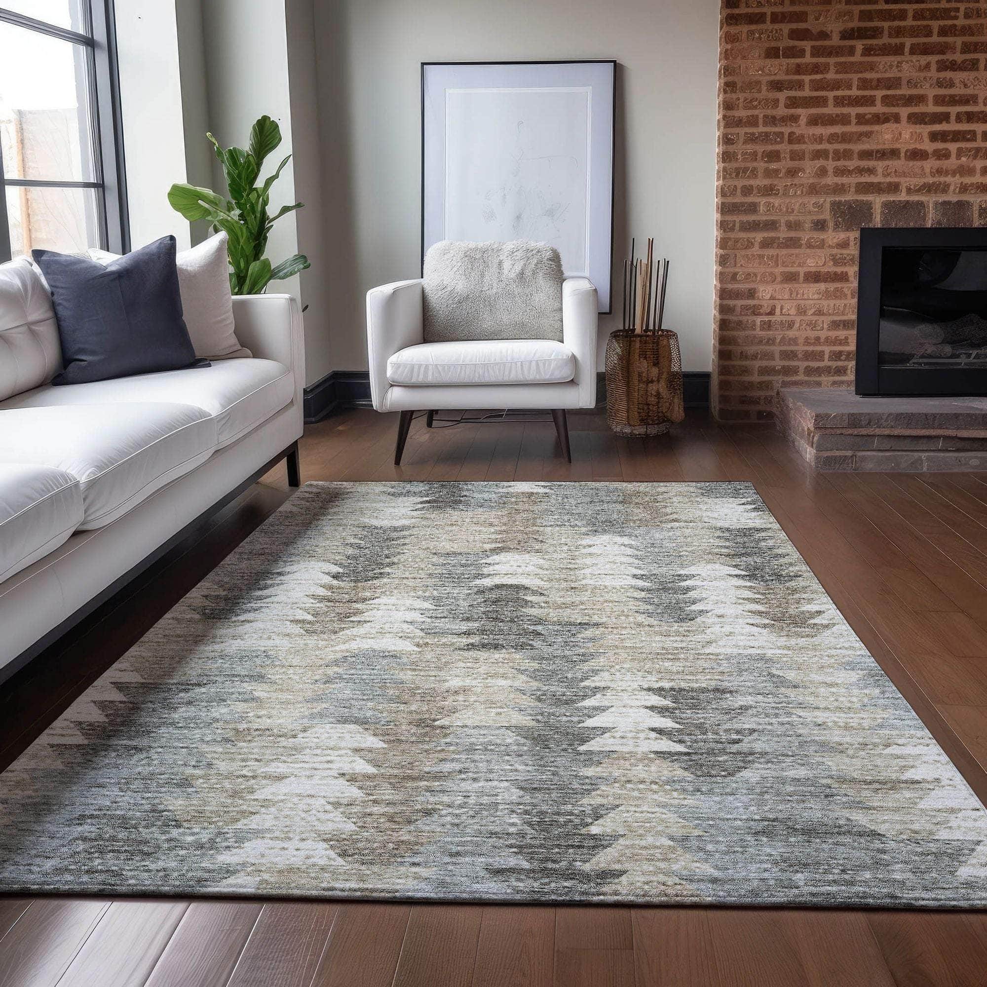 Machine Made ACN632 Taupe Brown Rugs